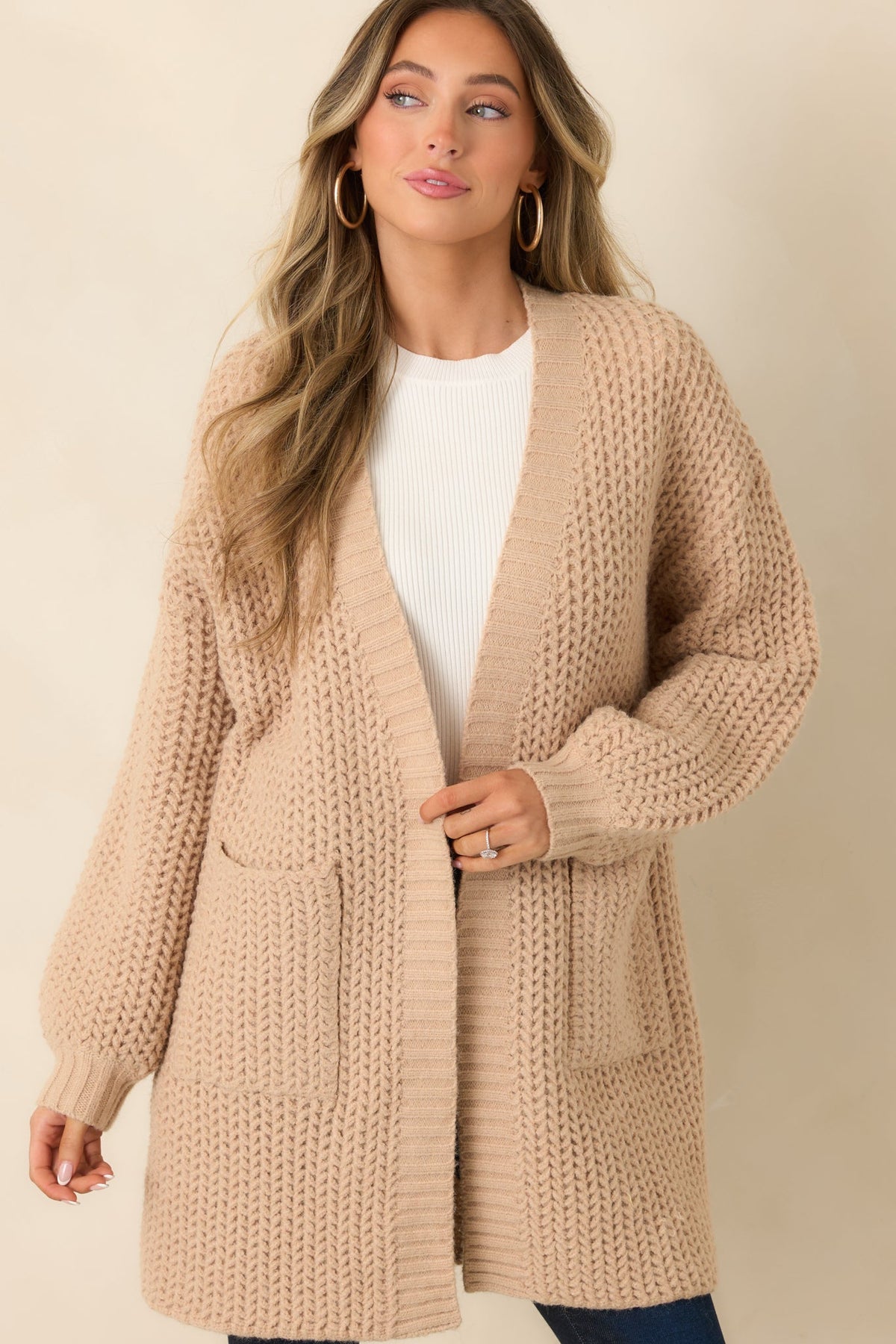 Settle In With Me Oatmeal Chunky Knit Cardigan