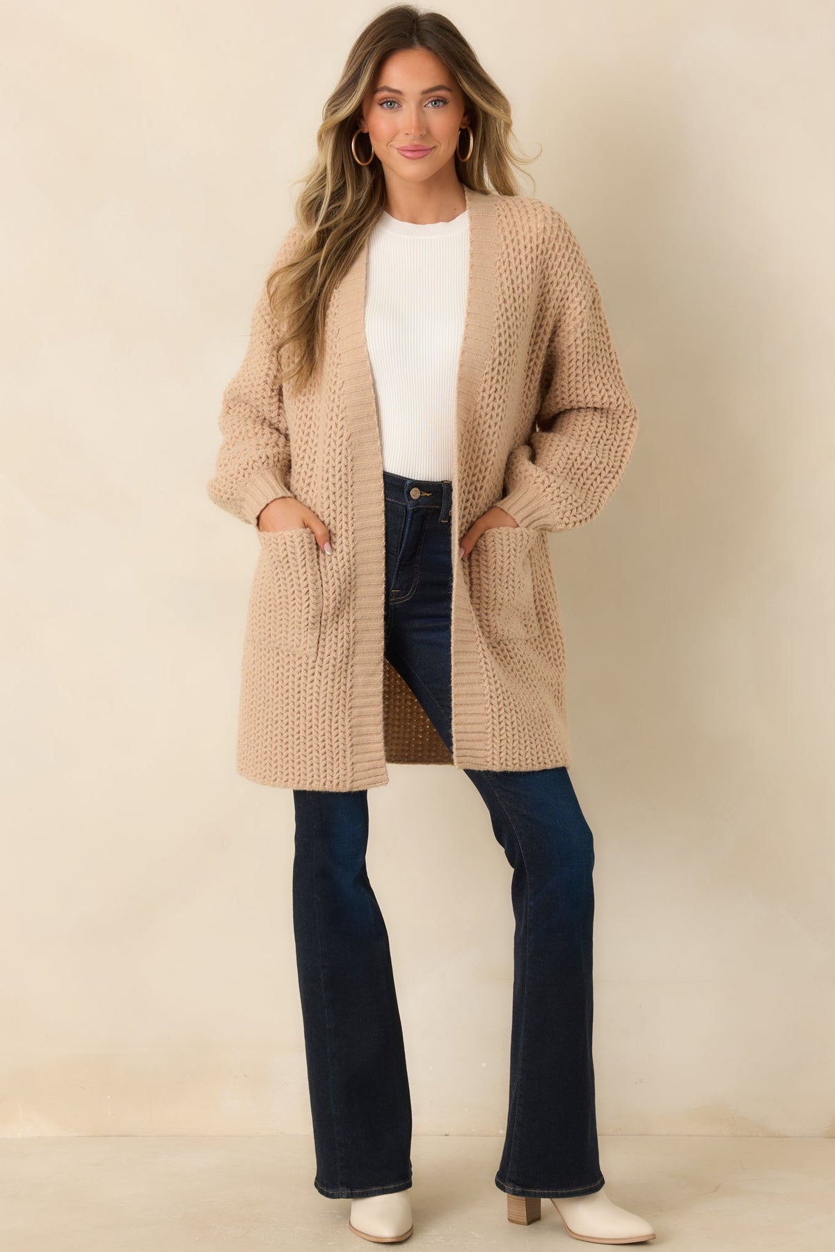 Settle In With Me Oatmeal Chunky Knit Cardigan
