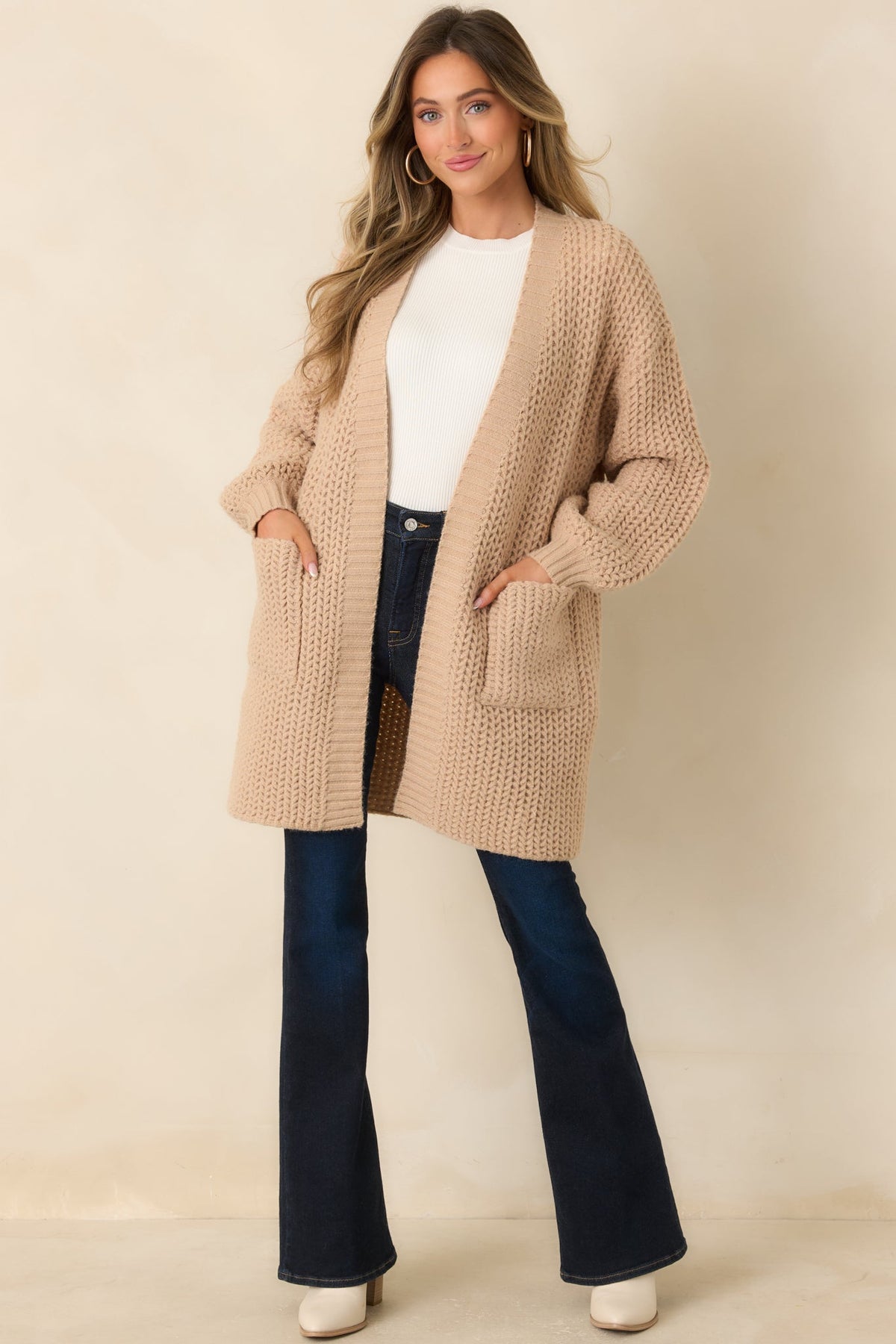Settle In With Me Oatmeal Chunky Knit Cardigan