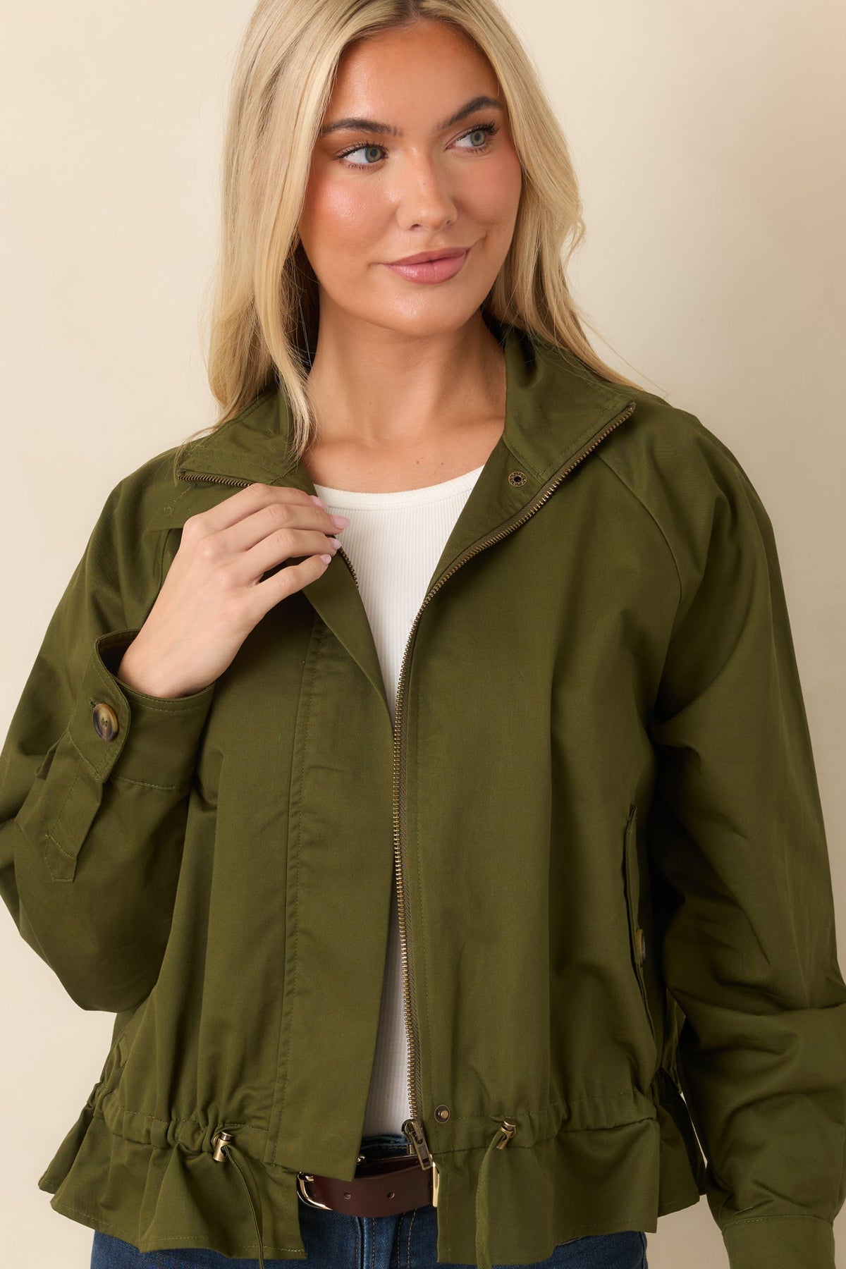Wherever You Wander Olive Cotton Utility Jacket