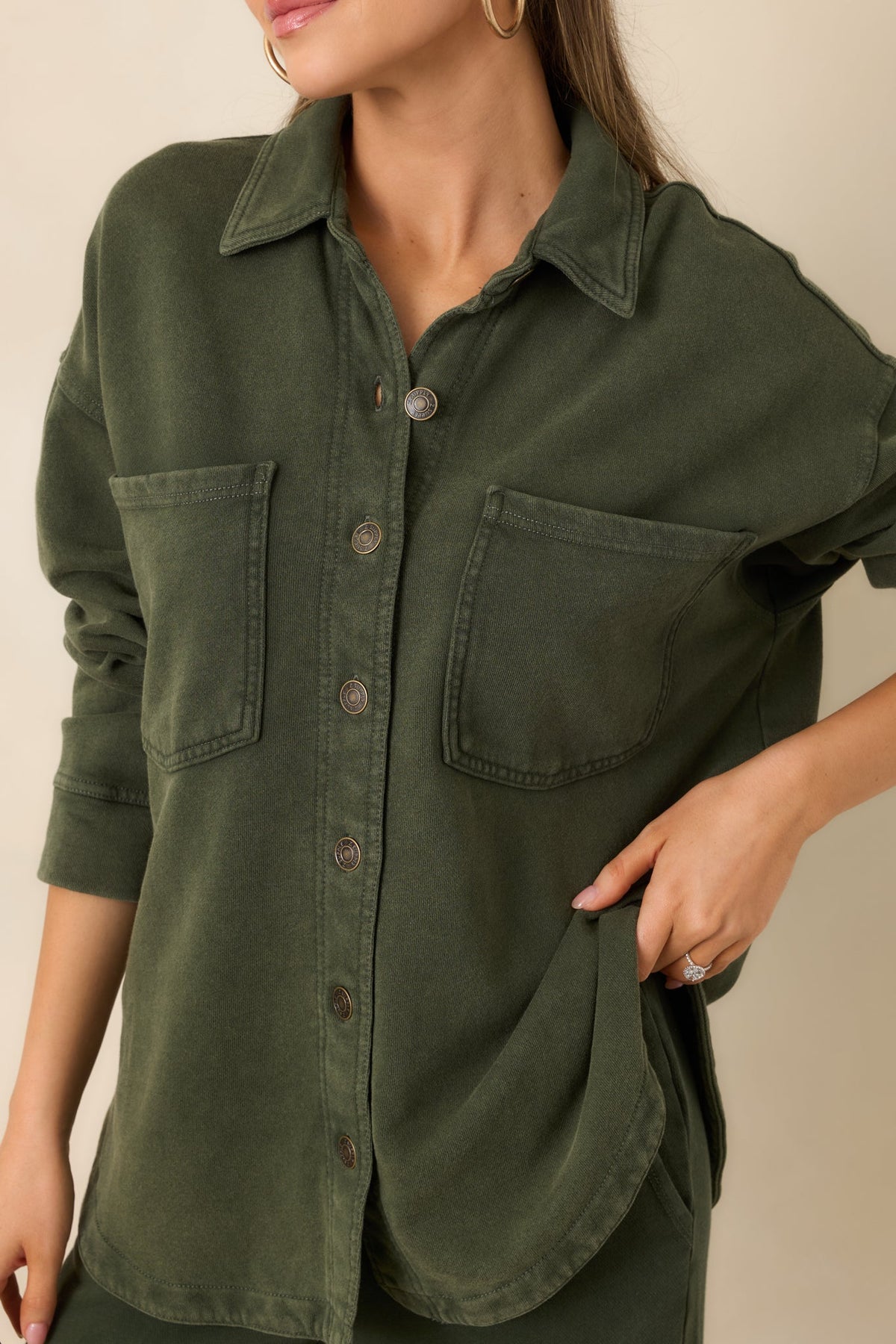 Z Supply All Day Olive Green Knit French Terry Jacket
