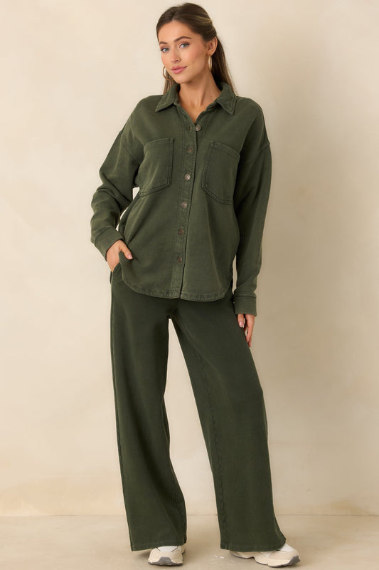 Z Supply Hunter Olive Green Knit French Terry Pants