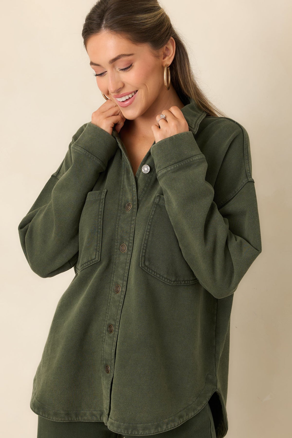Z Supply All Day Olive Green Knit French Terry Jacket