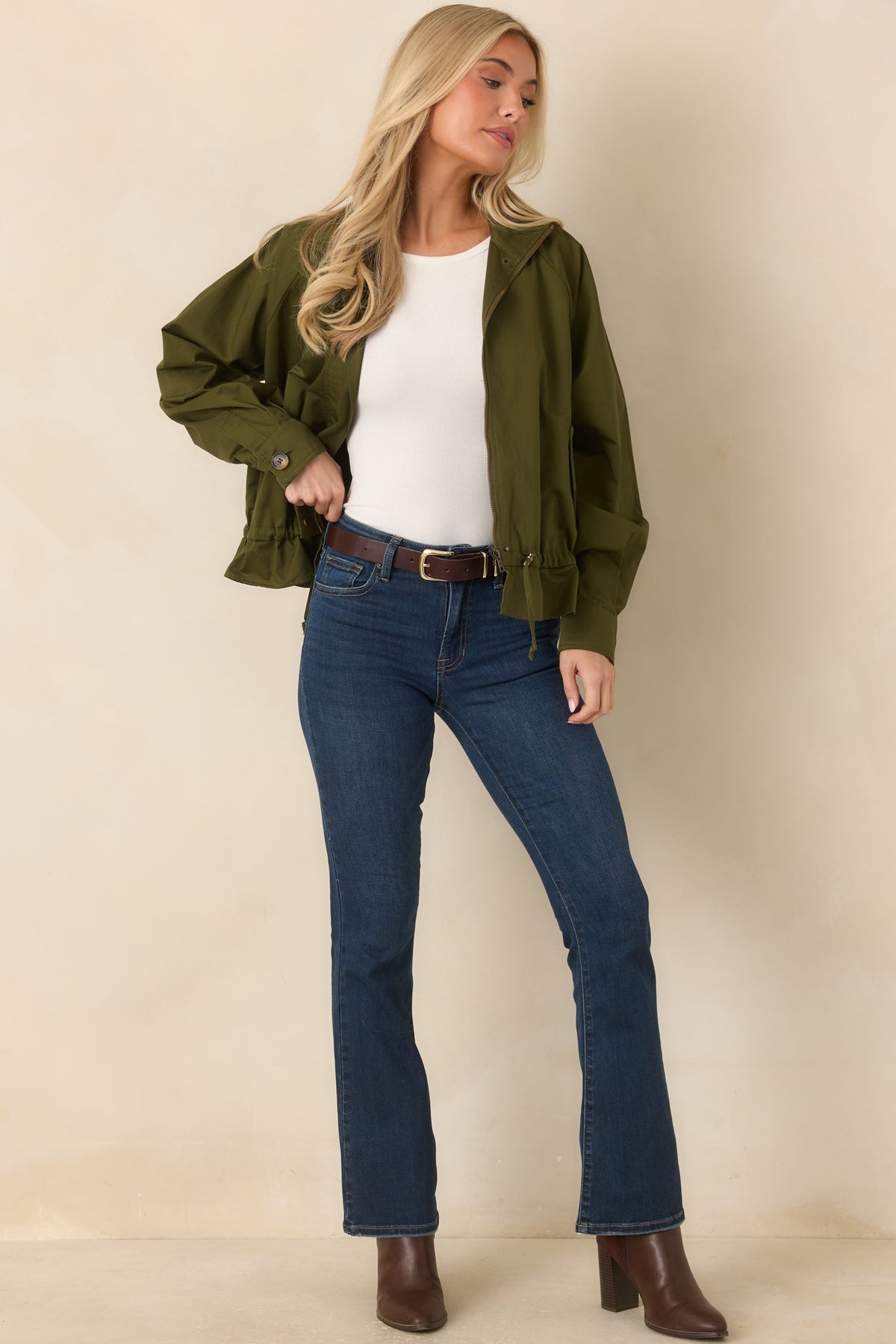 Wherever You Wander Olive Cotton Utility Jacket