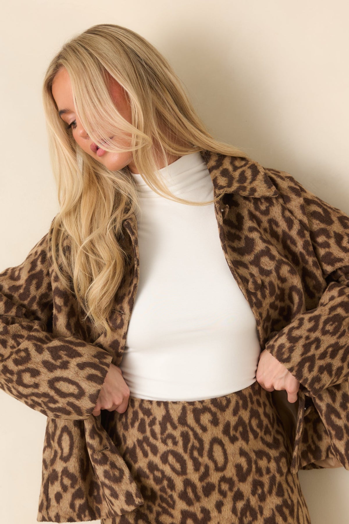 I Had My Suspicions Beige & Brown Leopard Print Button Front Jacket