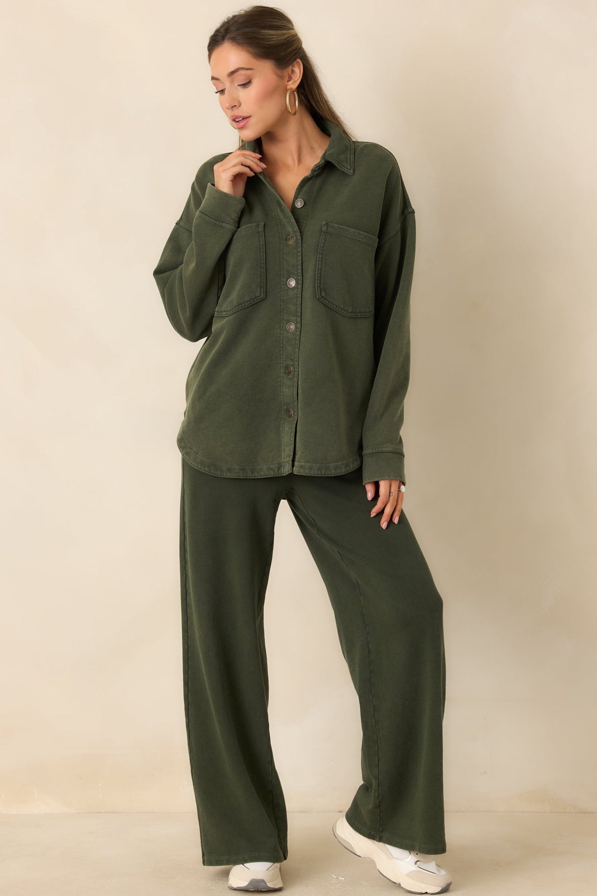 Z Supply All Day Olive Green Knit French Terry Jacket