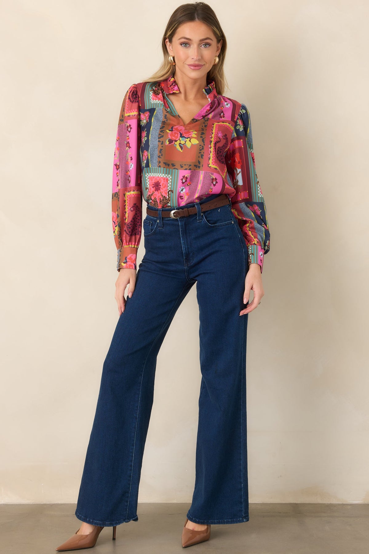 CROSBY Lyla Vintage Vignette Multi Blouse