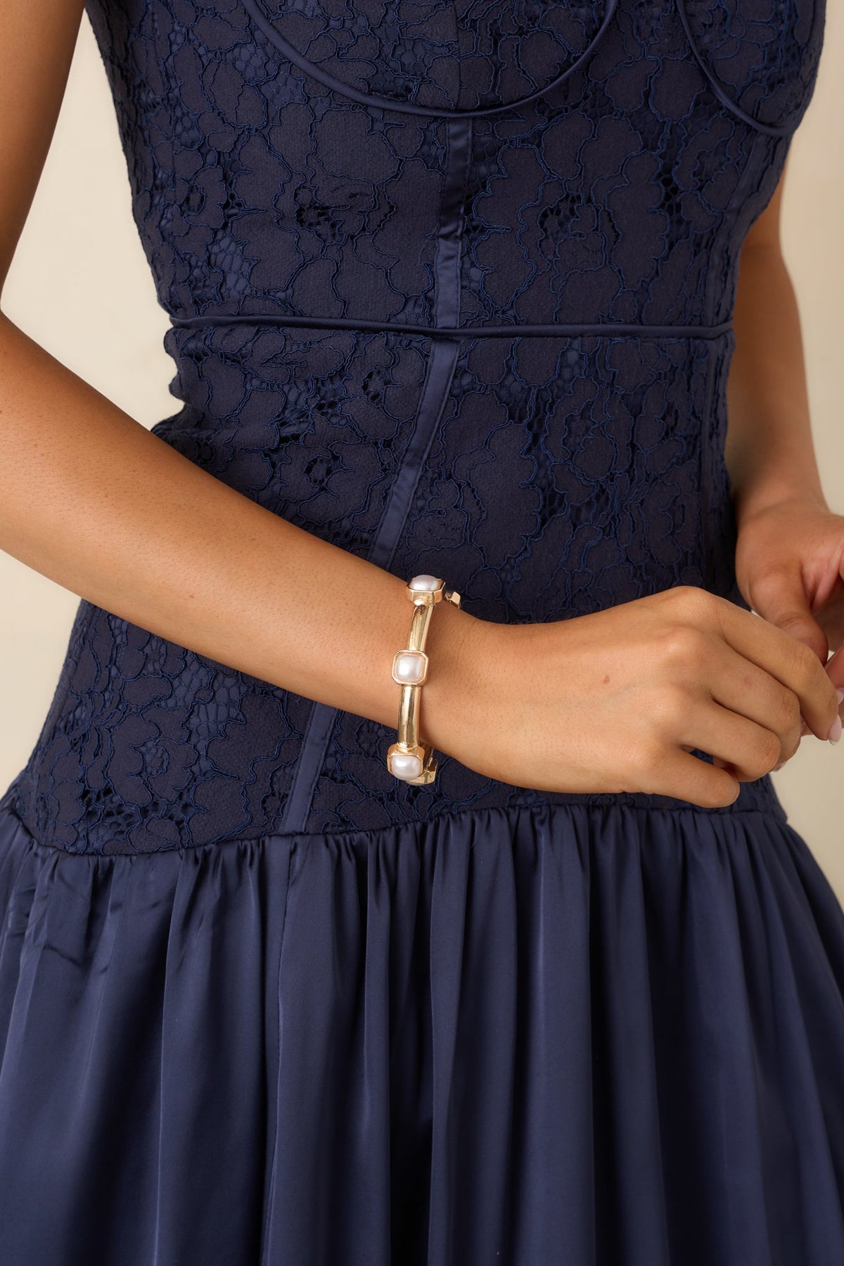 A Hint of Enchantment Gold & Pearl Bangle Bracelet