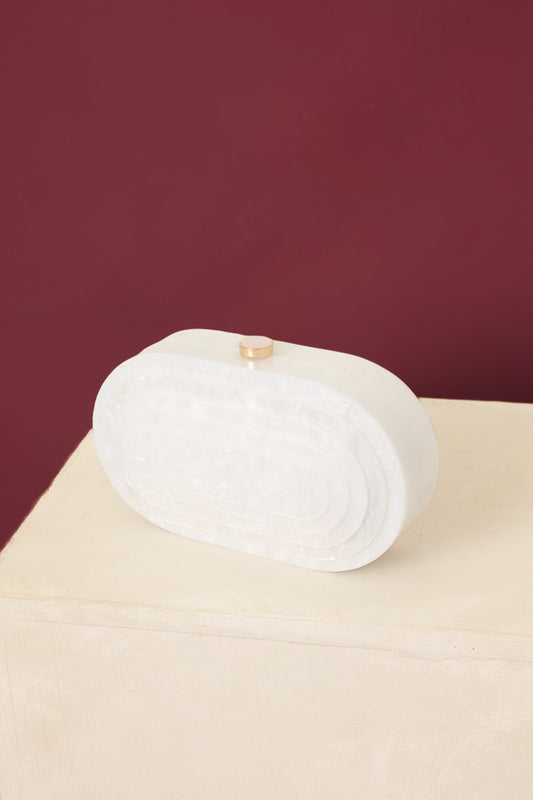 Save the Last Dance White Pearlescent Clutch