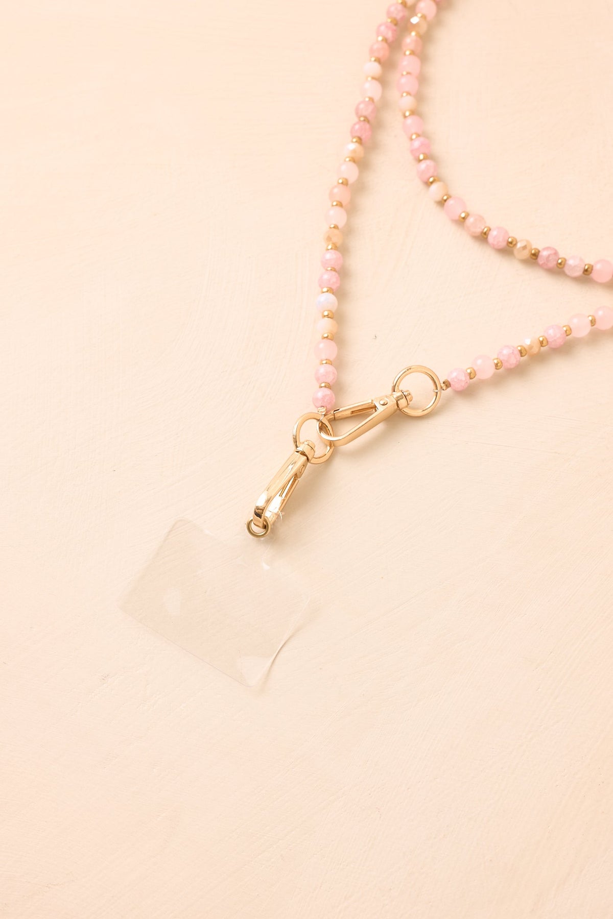 Pretty Connected Pink Beaded Phone Lanyard