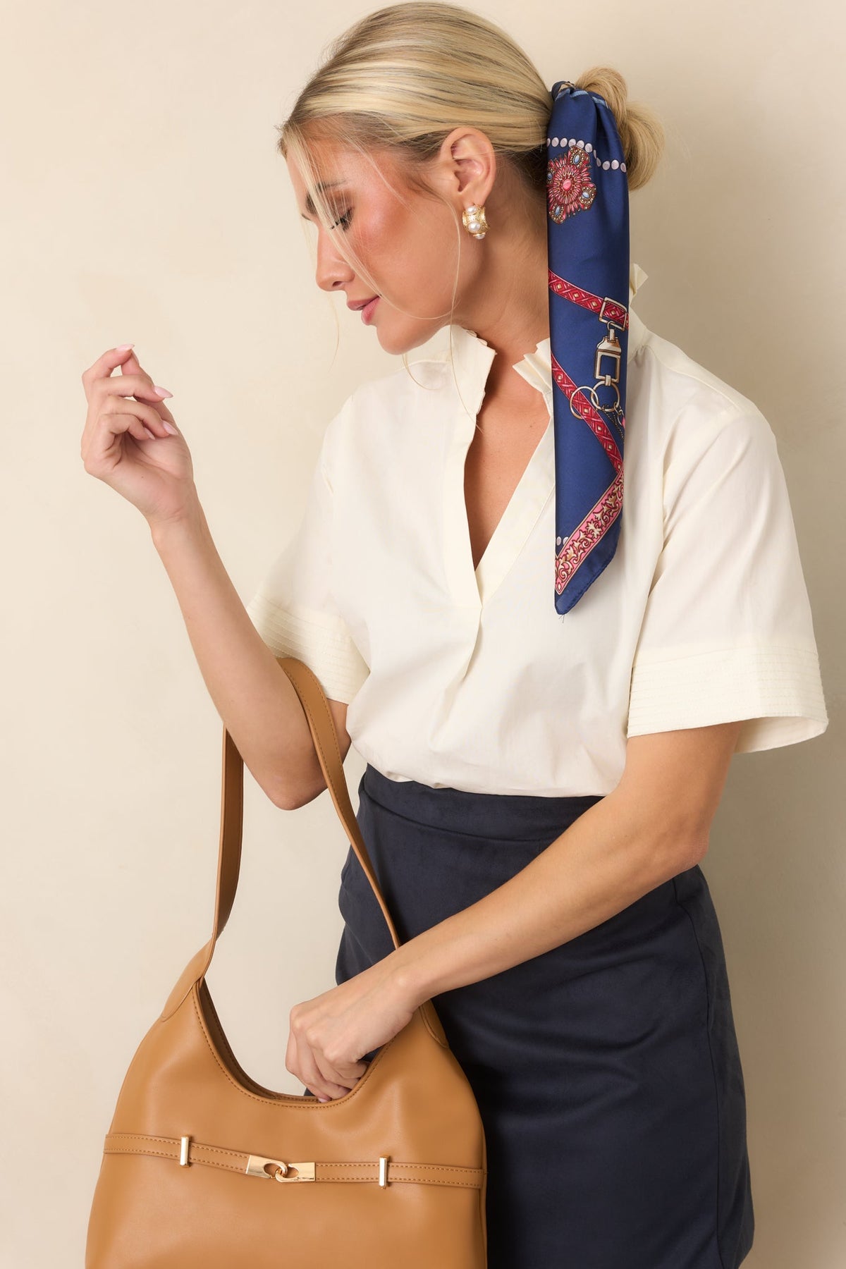 Nicely Done Ivory Cotton Ruffle Collar Blouse