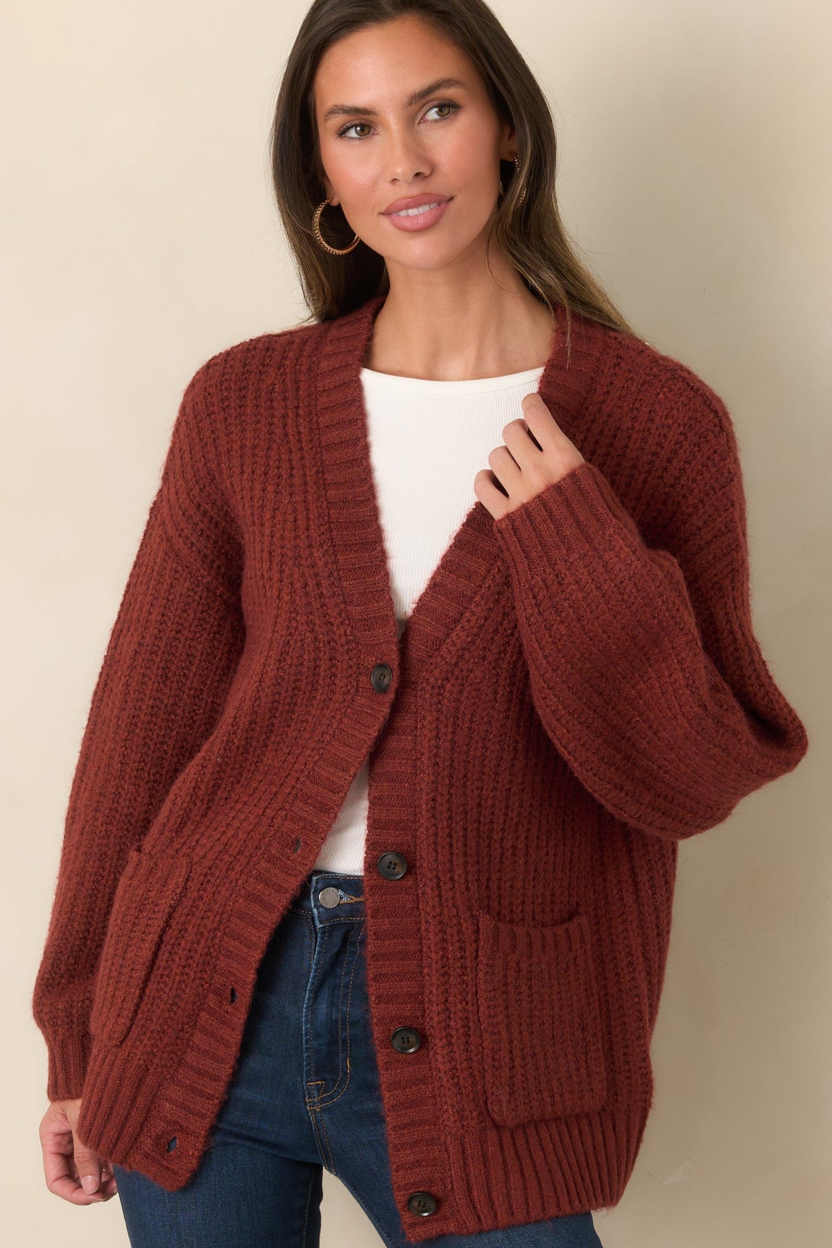 Z Supply Whitmore Rouge Red Oversized Cardigan
