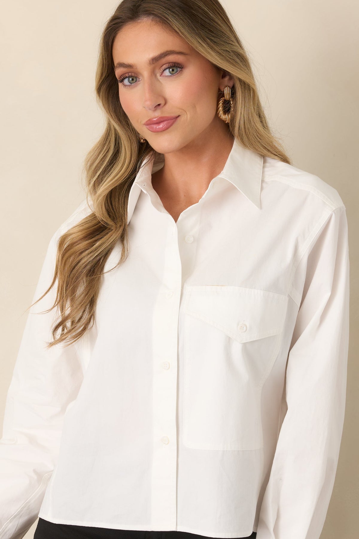 FRNCH Hadrian Ivory Cotton Button Front Shirt
