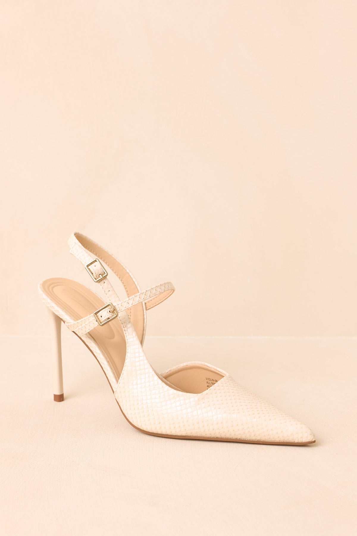 Take Your Place Ivory Faux Snakeskin Double Strap Slingback Pumps