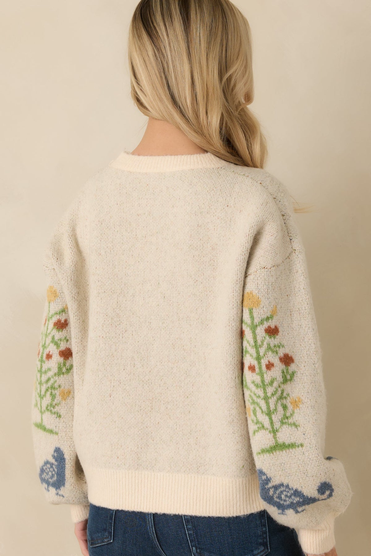 Prosperina Fablekeeper Ivory Multi Folk Art Knit Sweater