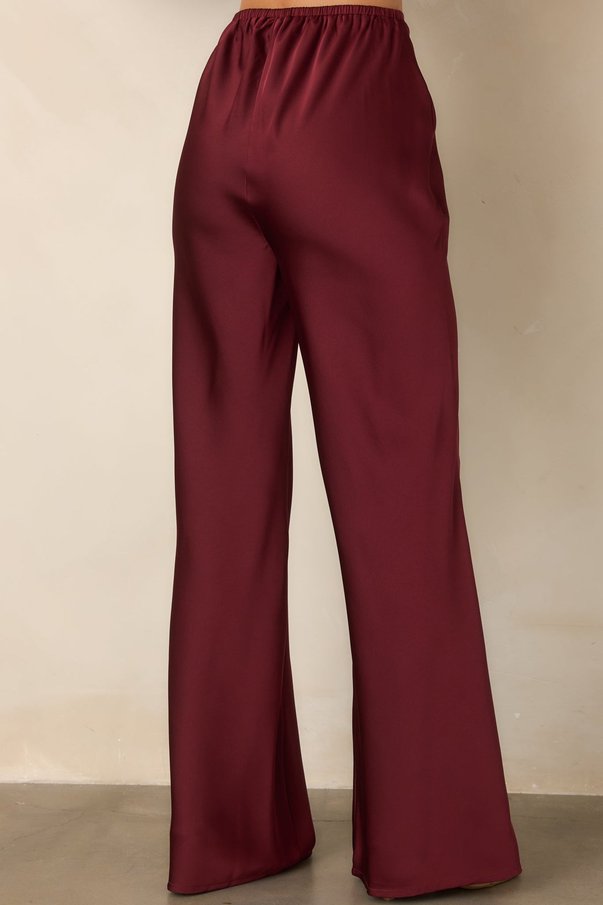 A Whole New Direction Wine Red Satin Wide Leg Pants