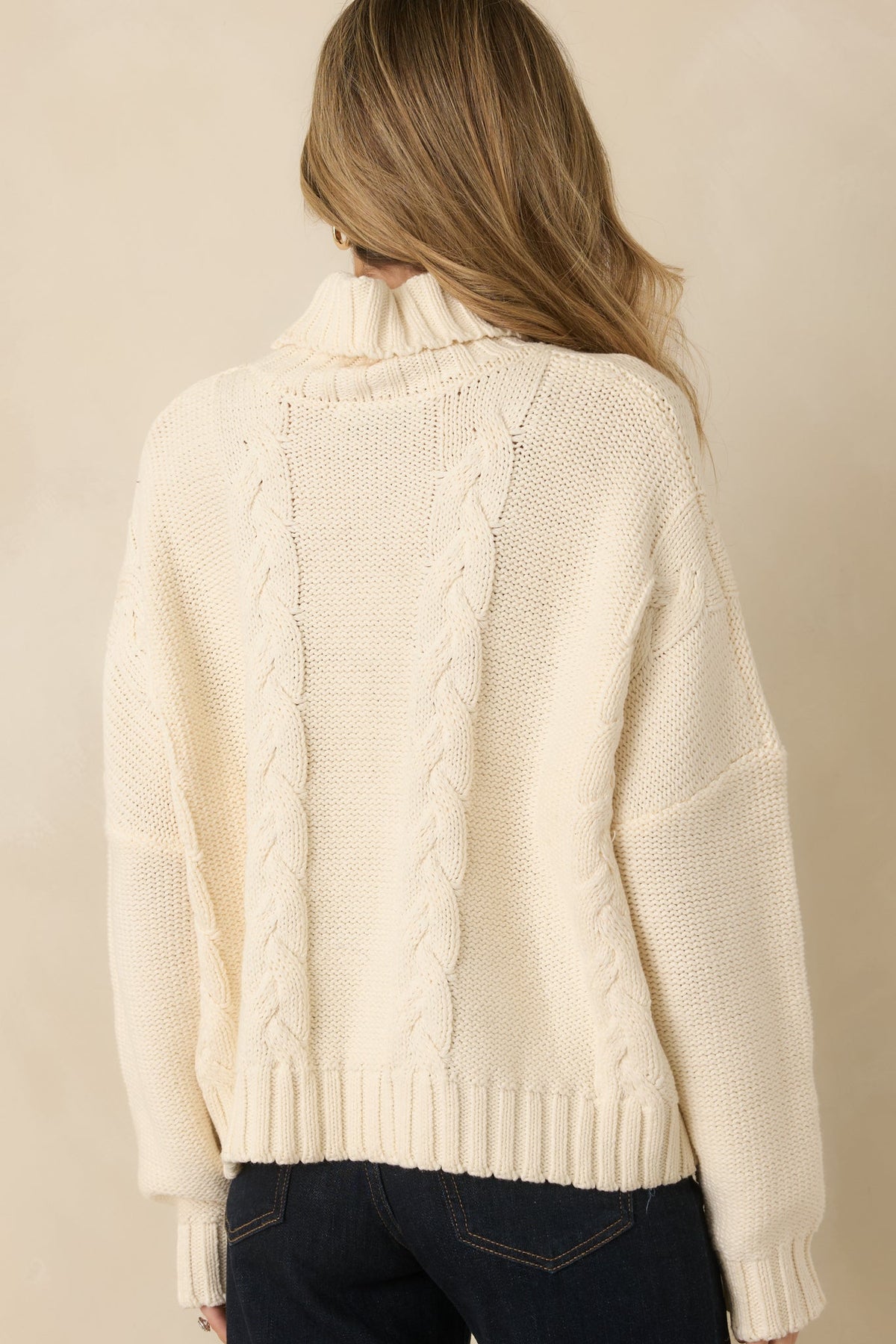 Prosperina Beckett Ivory Cable Knit Turtleneck Sweater (RESTOCK OCTOBER)