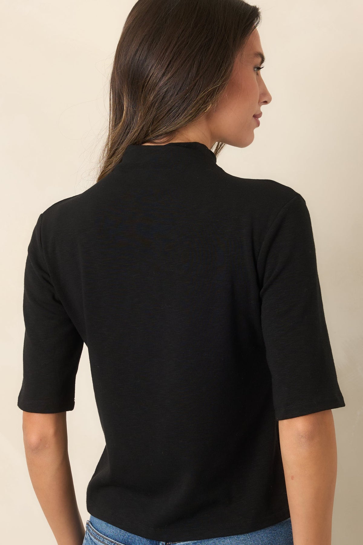 The Everyday Edit Black Knit Turtleneck Short Sleeve Top
