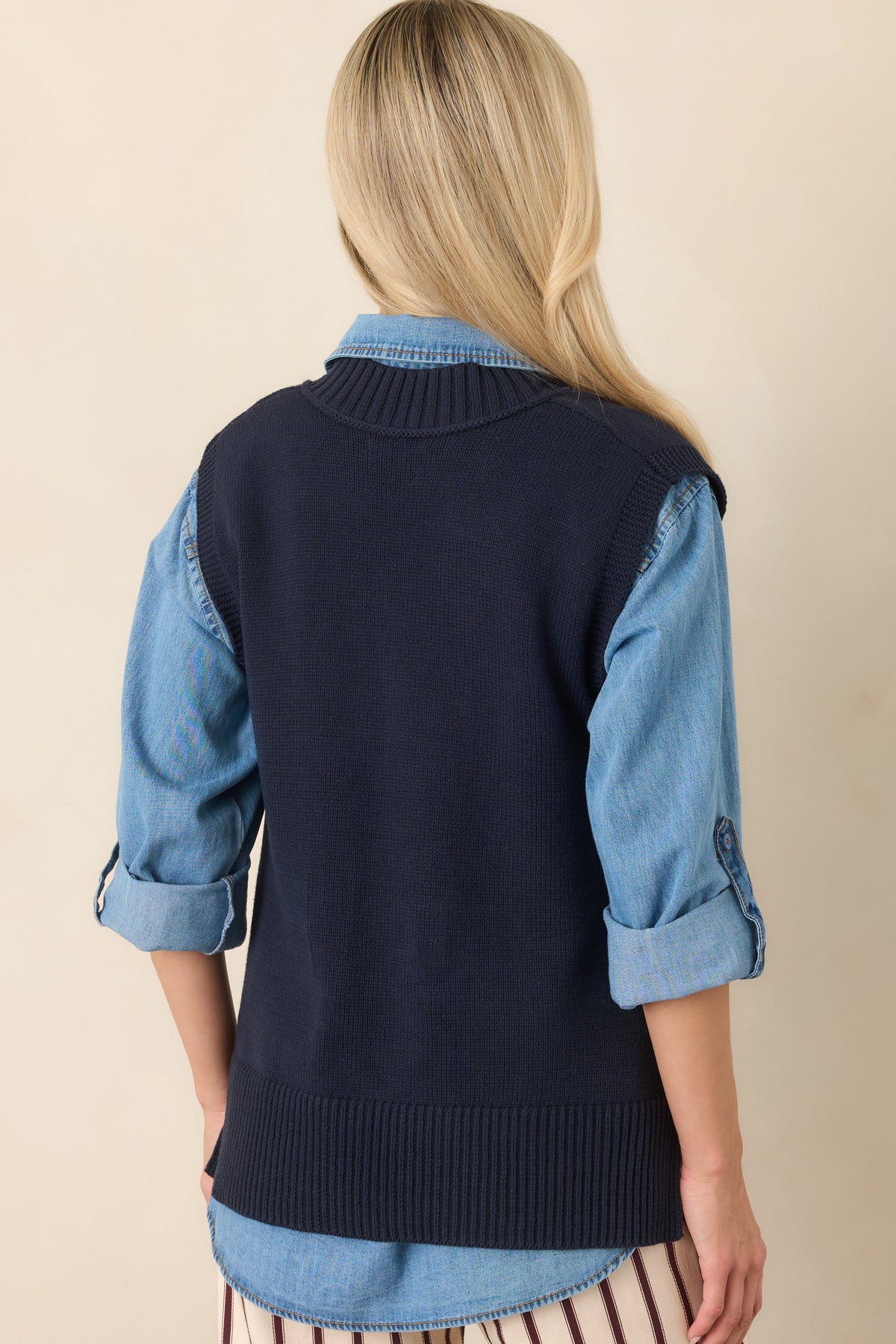 Polished Ease Navy Knit Sweater Vest