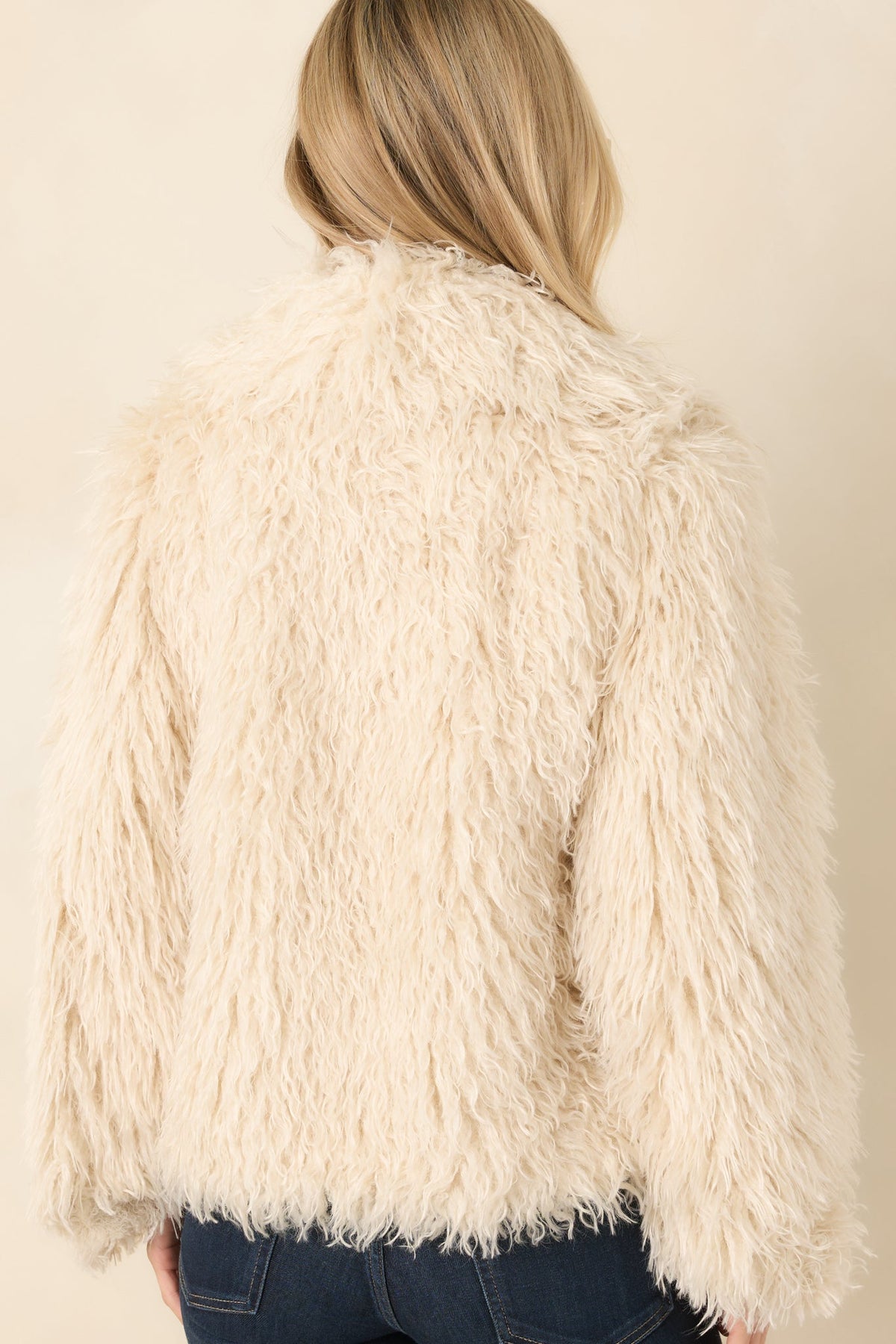 Astrid Ivory Faux Fur Moss Jacket