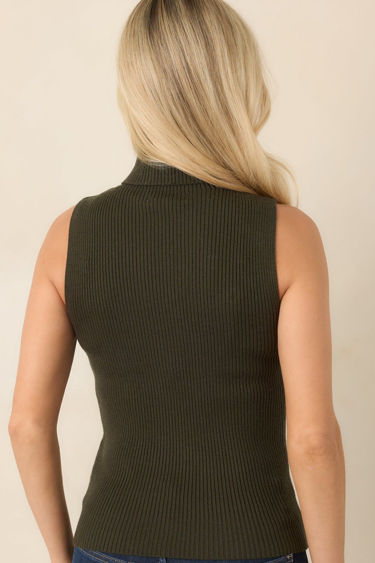 Astrid Wilco Green Essential Sleeveless Turtleneck Top