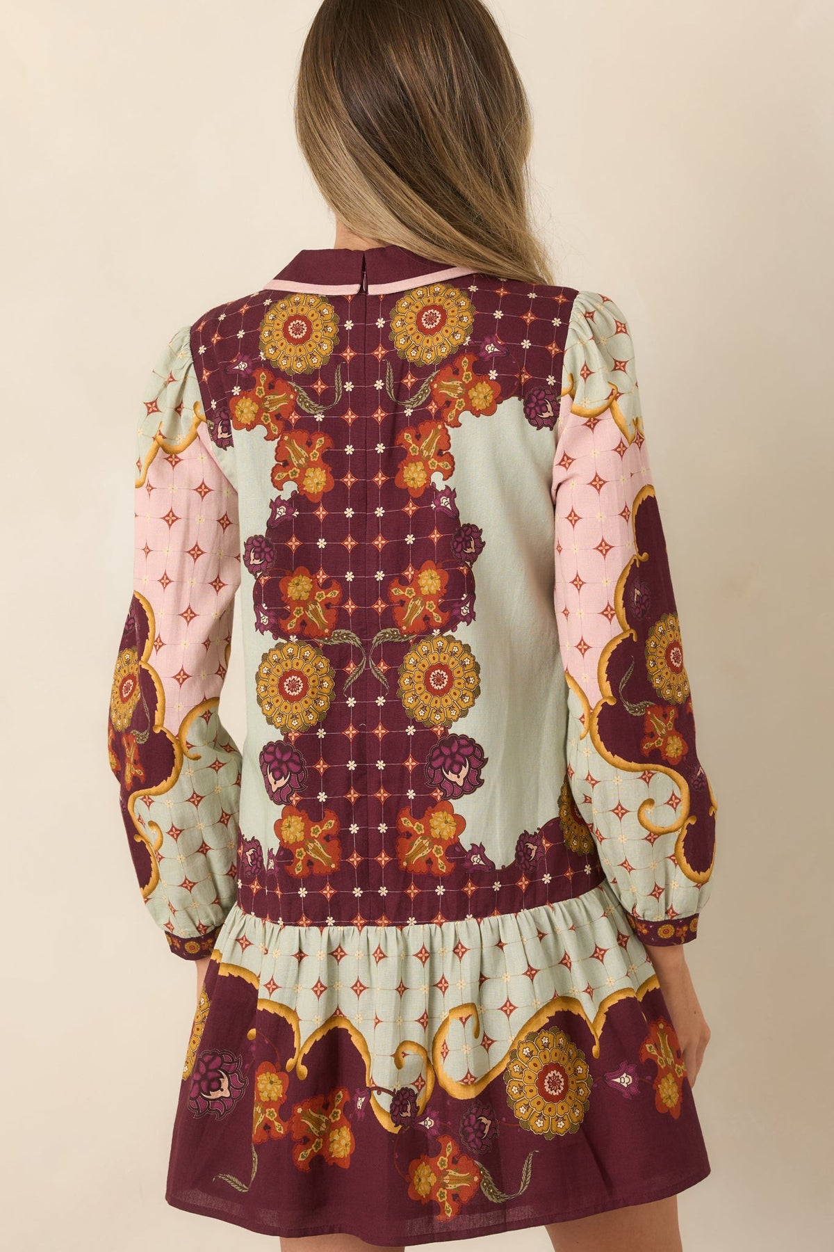 Anna Cate Wine & Sage Rustic Bloom Mini Dress
