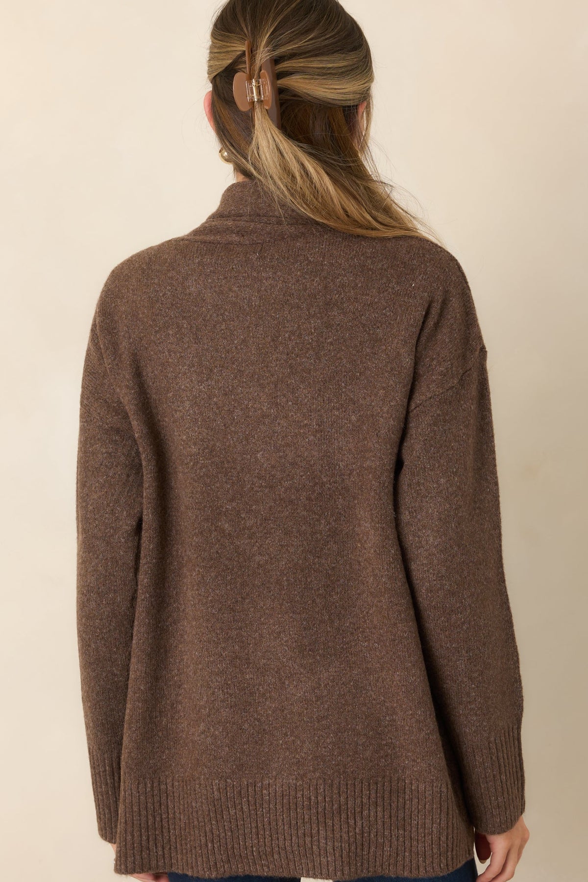 A Well-Knit Plan Dark Mocha Knit Cardigan & Scarf Set