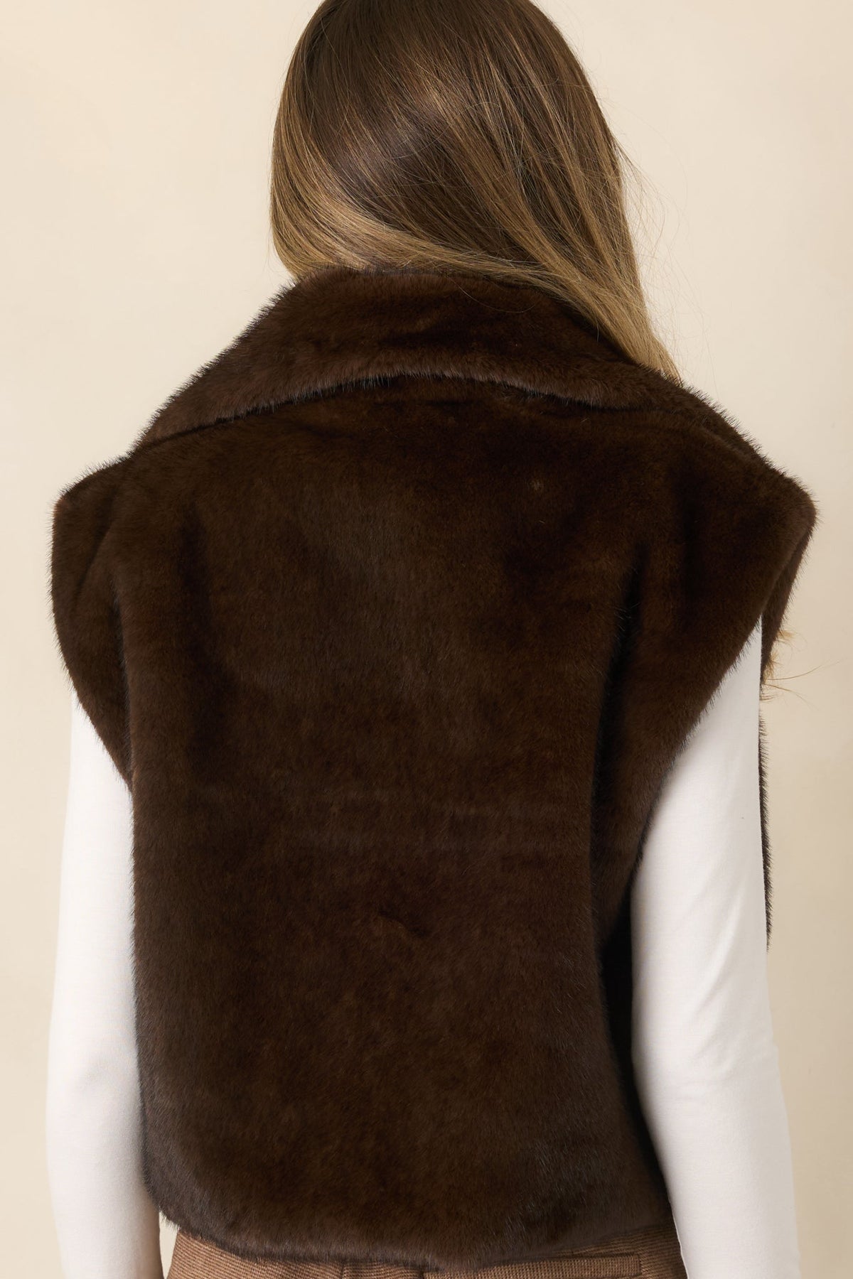 Astrid Montana Brown Faux Fur Zip Front Vest