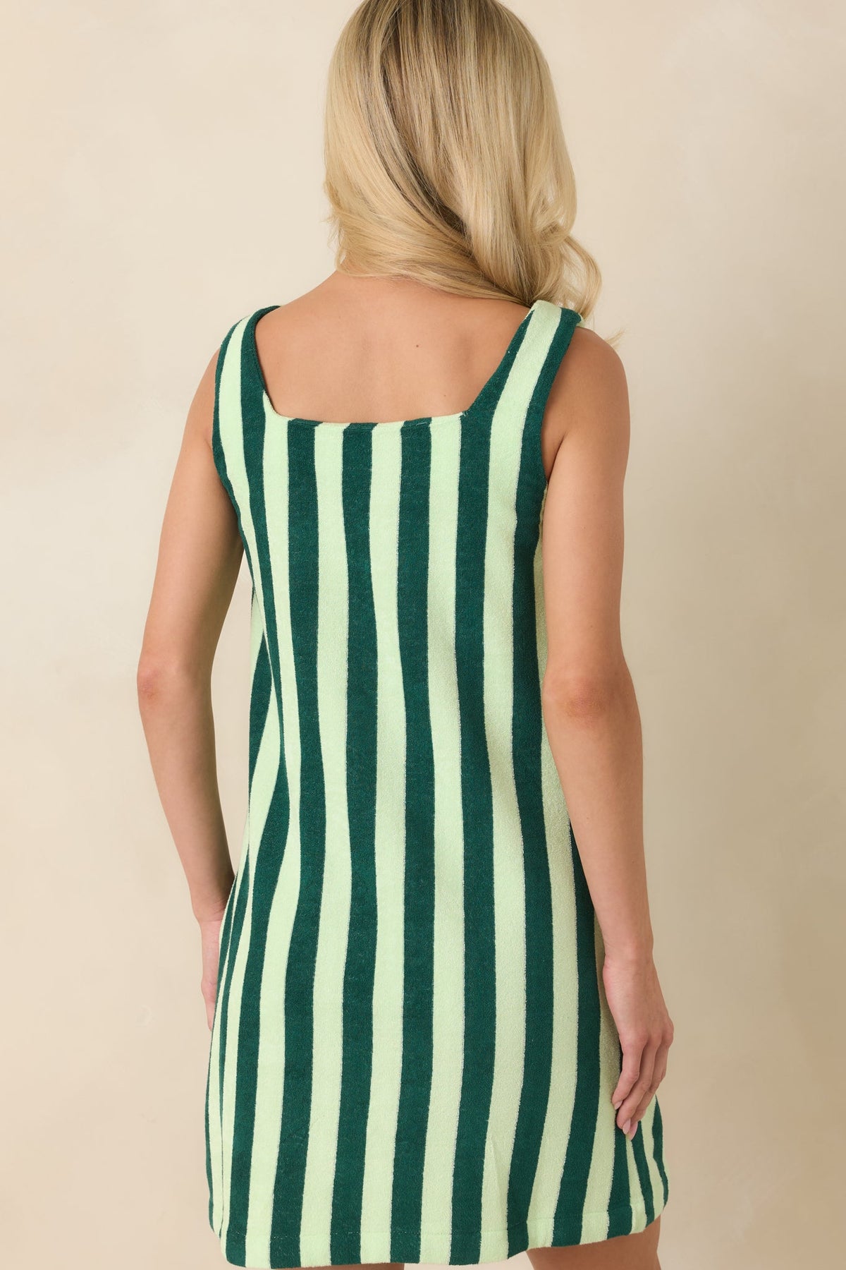 FRNCH Peppe Green Stripe Cotton Terry Mini Dress