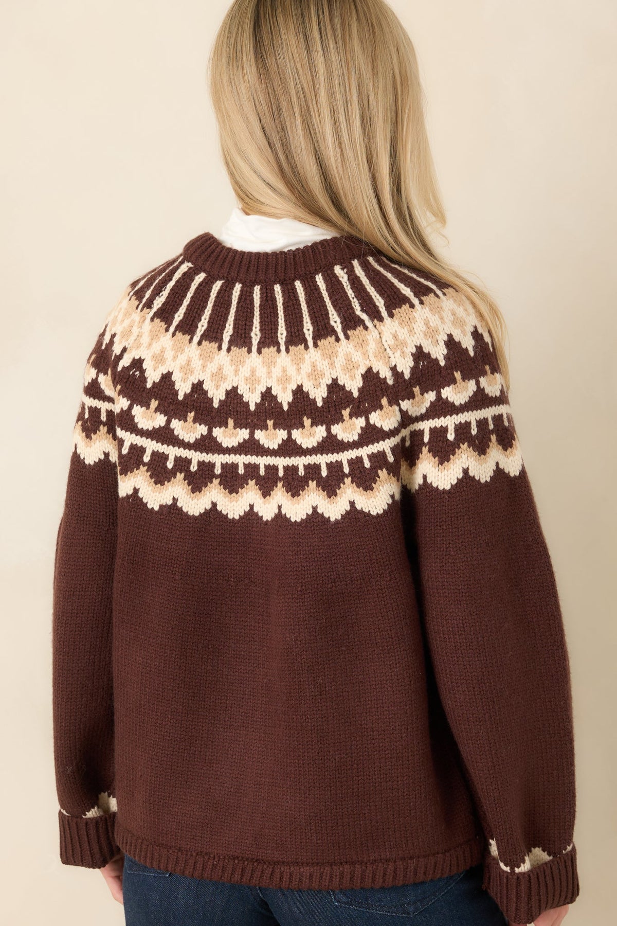 That Old Familiar Feeling Chocolate Brown Fair Isle Cardigan