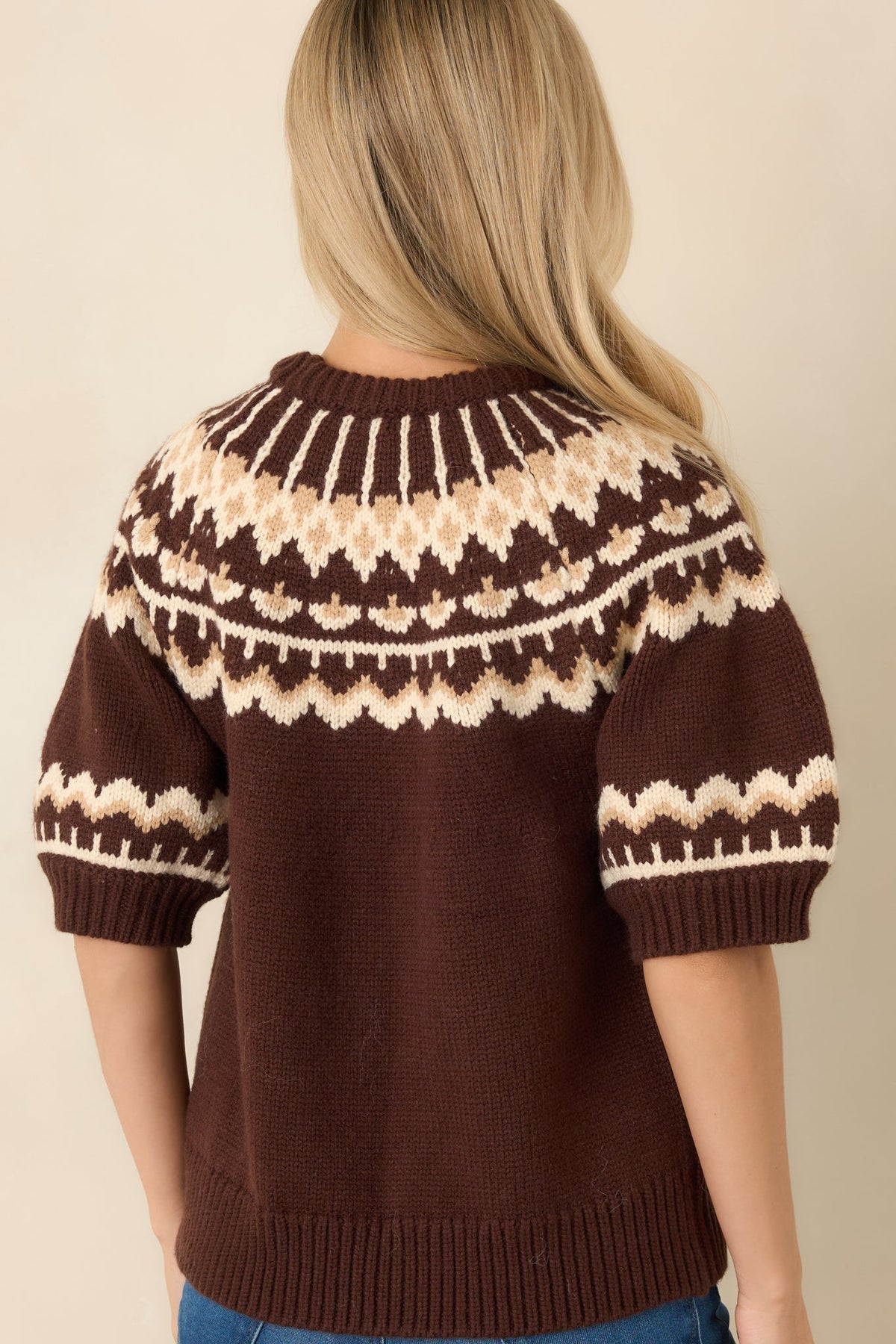 Made of Memories Chocolate Brown Fair Isle Sweater