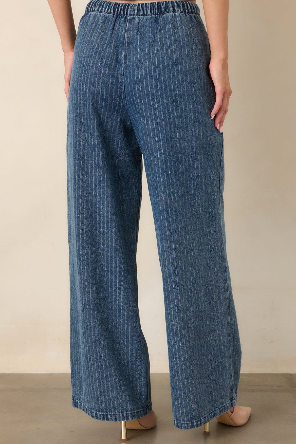 The County Line Indigo Stripe Cotton Denim Drawstring Pants