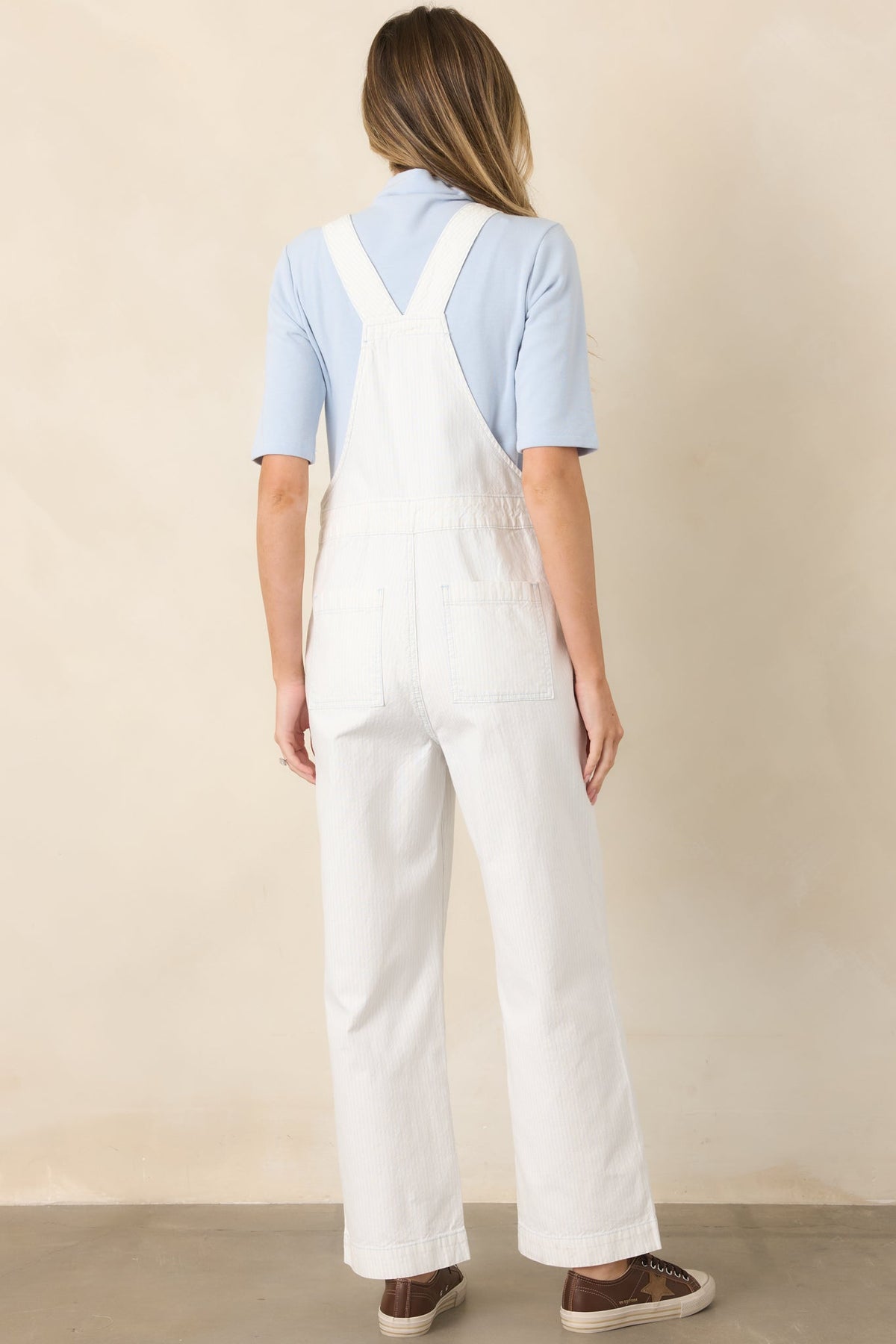 FRNCH Mermadia Ivory & Sky Blue Stripe Cotton Overalls