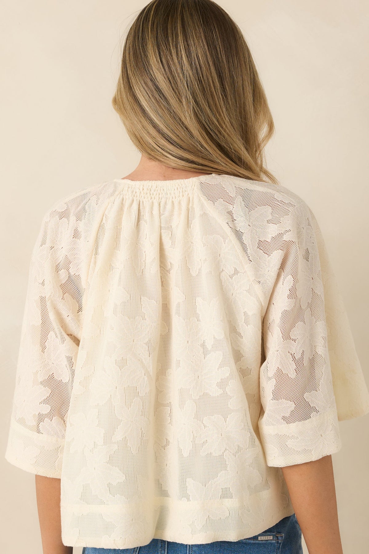 FRNCH Maresias Ivory Eyelet Embroidered Kimono Blouse