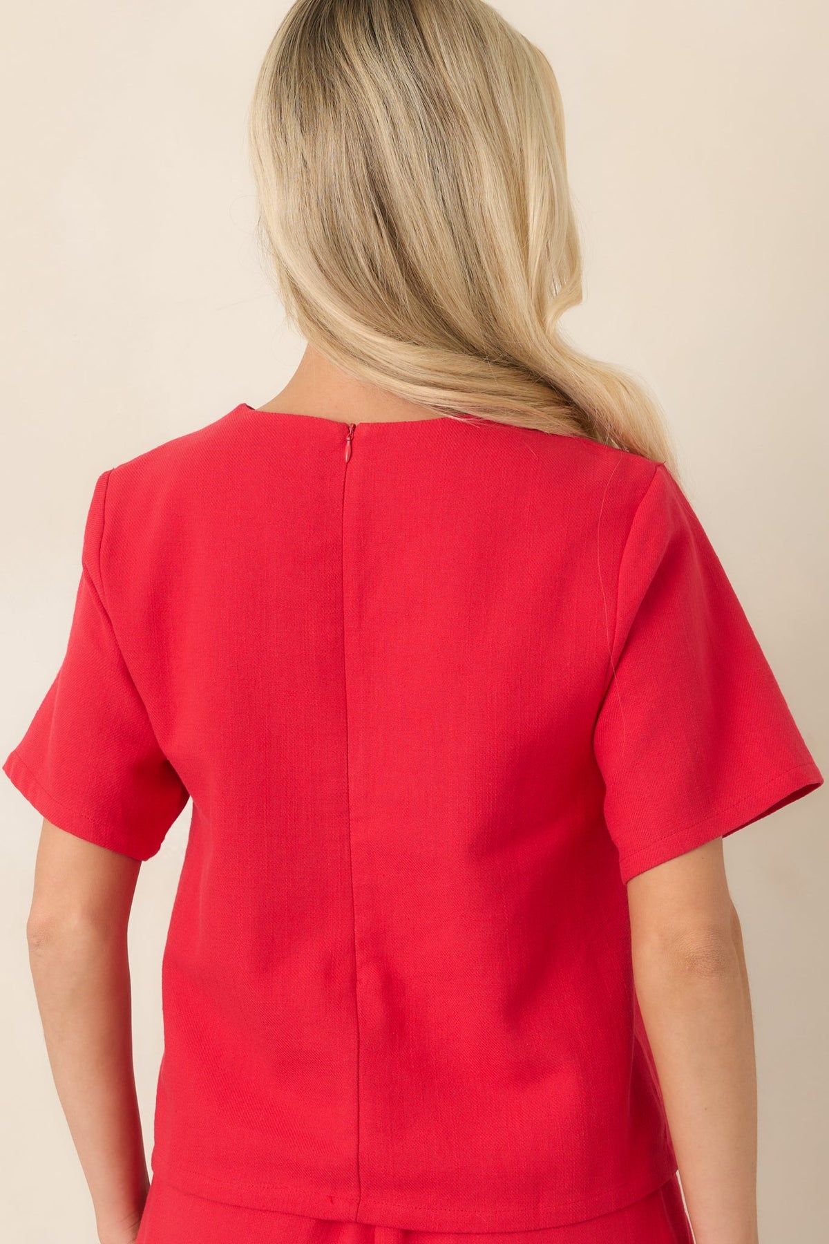 Playfully Yours Red & Blush Cotton Contrast Top