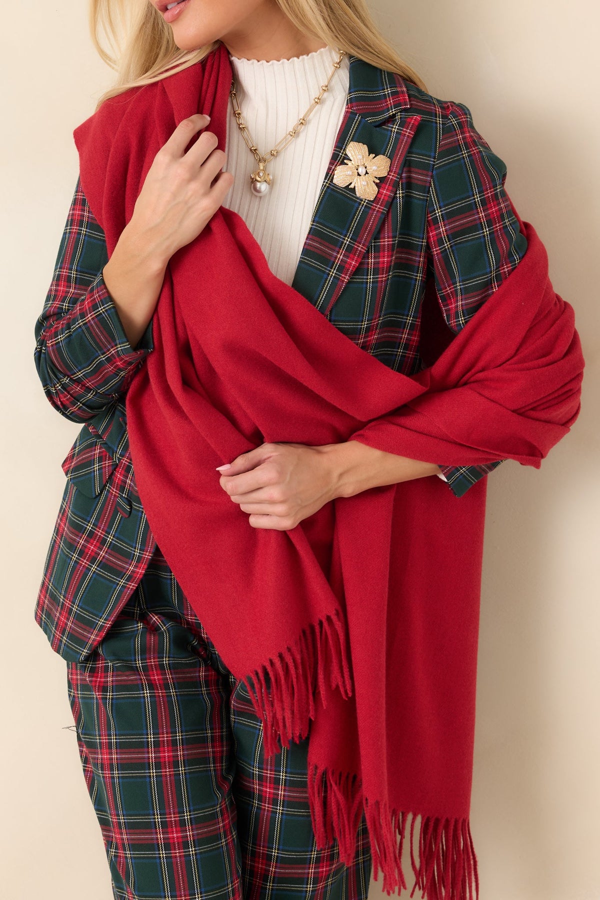 A Soft Embrace Red Cashmere Blend Scarf