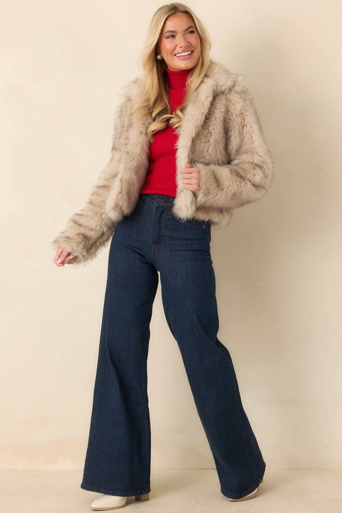 Astrid Wilco Red Essential Sleeveless Turtleneck Top