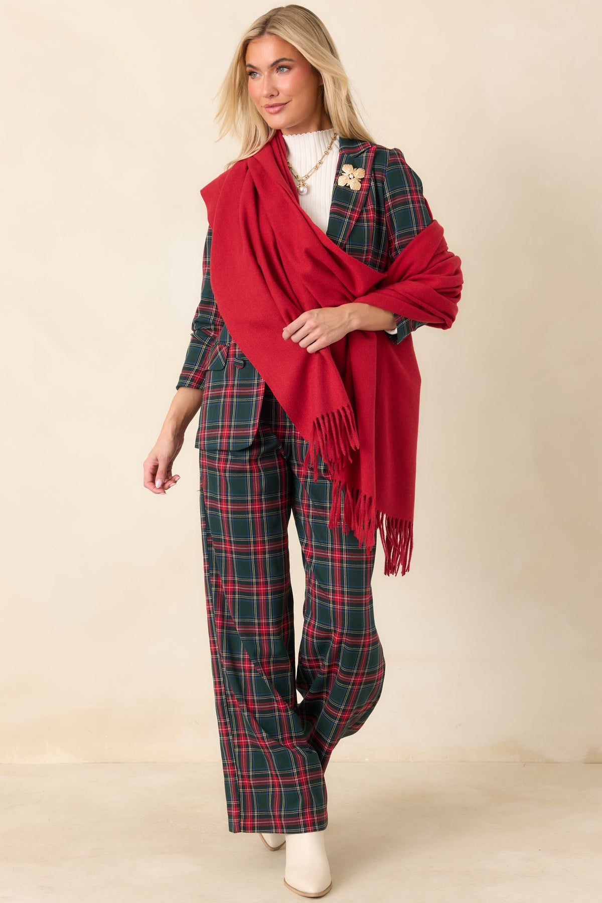 A Soft Embrace Red Cashmere Blend Scarf