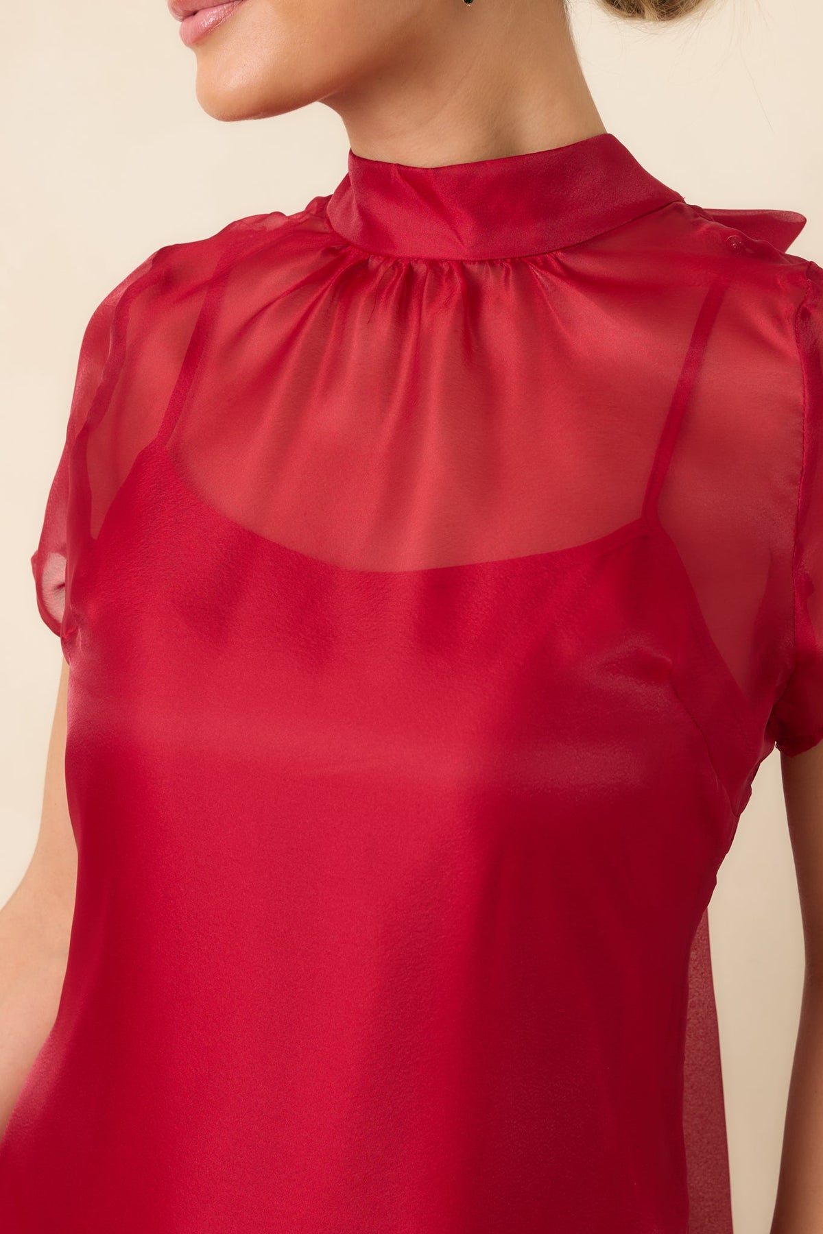 Oh, What Fun Red Bow Back Mock Neck Mini Dress