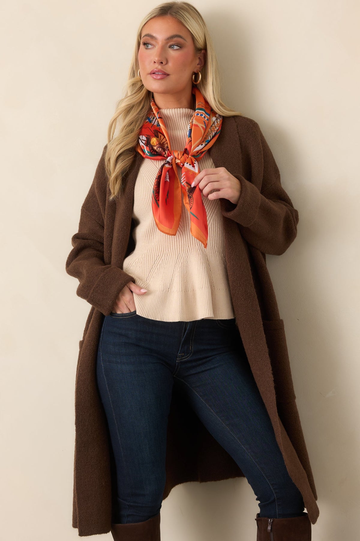 Make Yourself Comfortable Chocolate Brown Longline Knit Cardigan