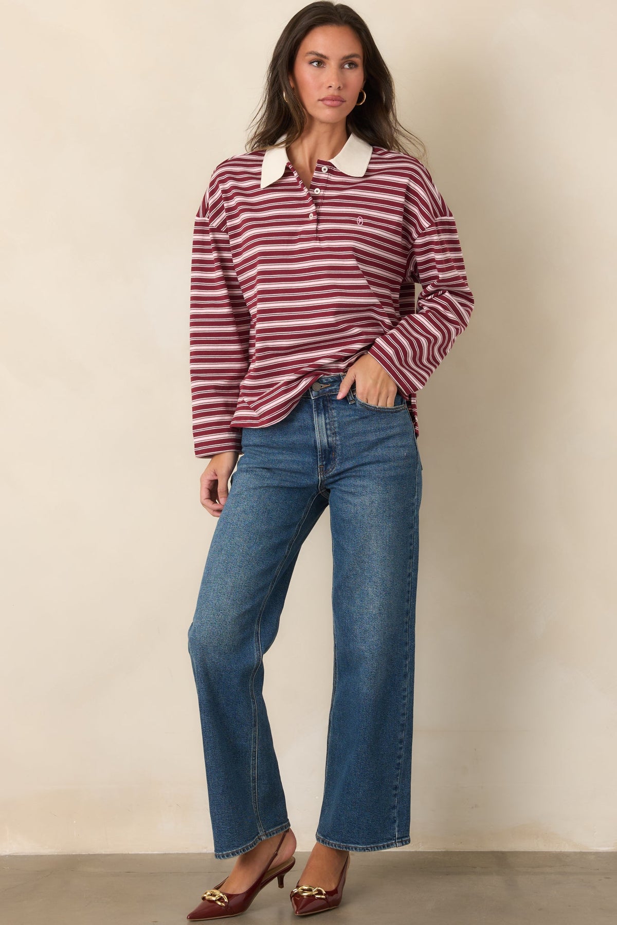FRNCH Rumoi Bordeaux Cotton Polo Shirt