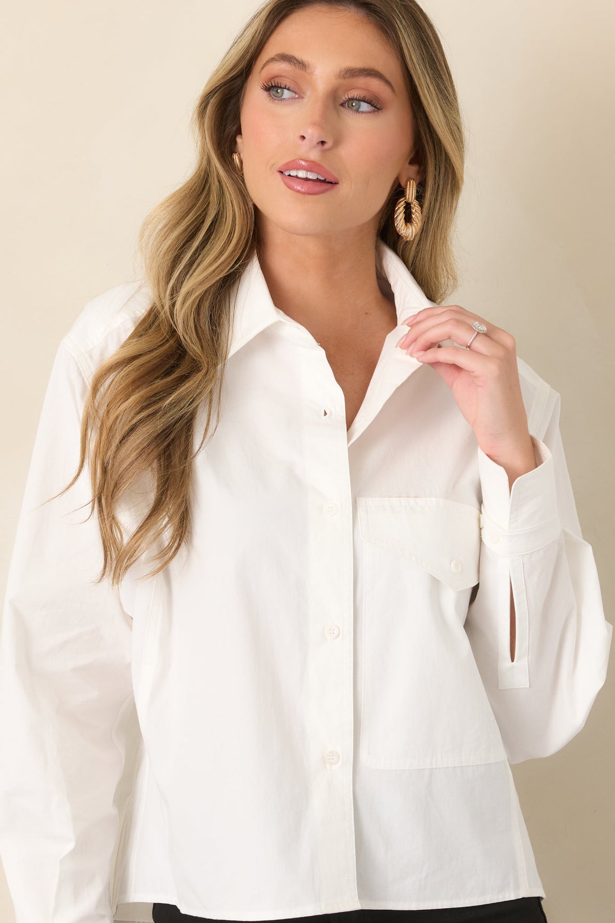 FRNCH Hadrian Ivory Cotton Button Front Shirt