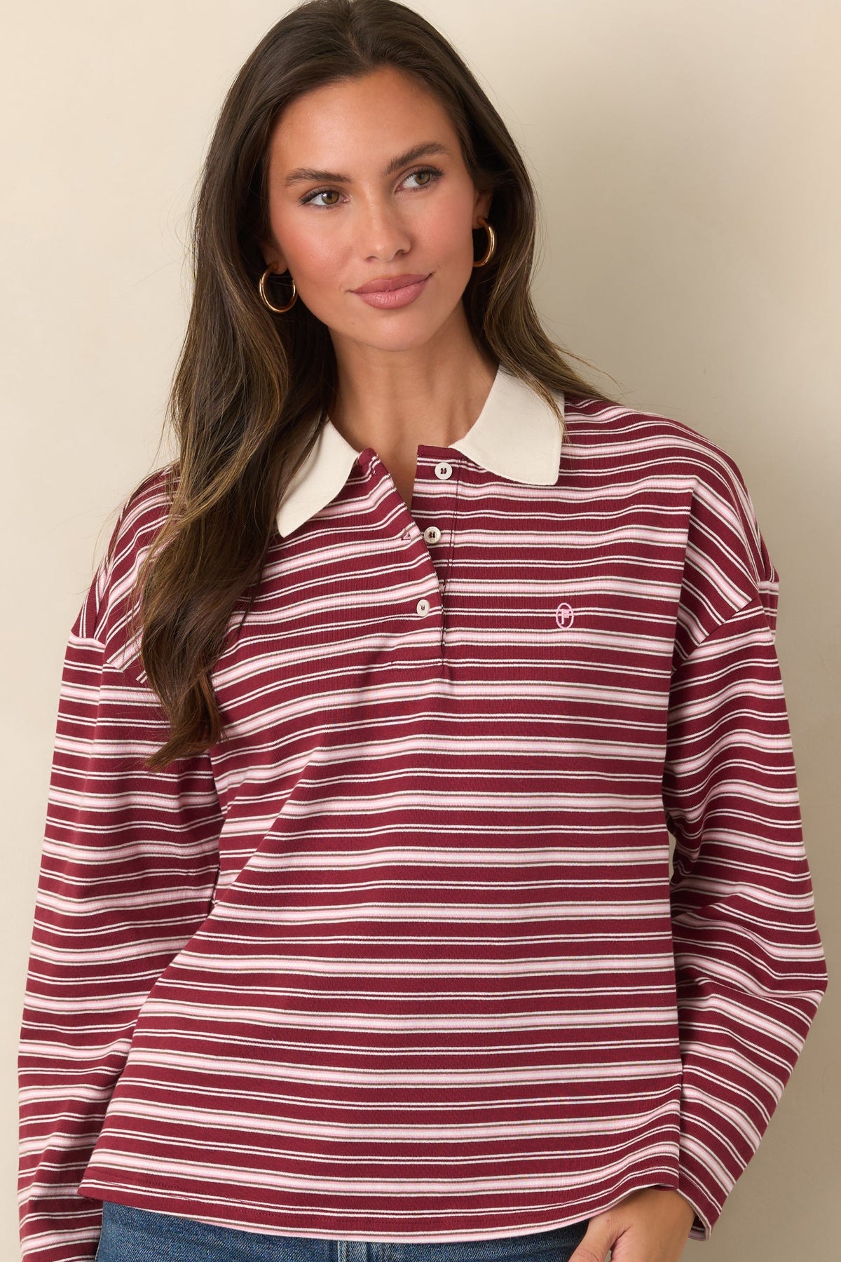 FRNCH Rumoi Bordeaux Cotton Polo Shirt