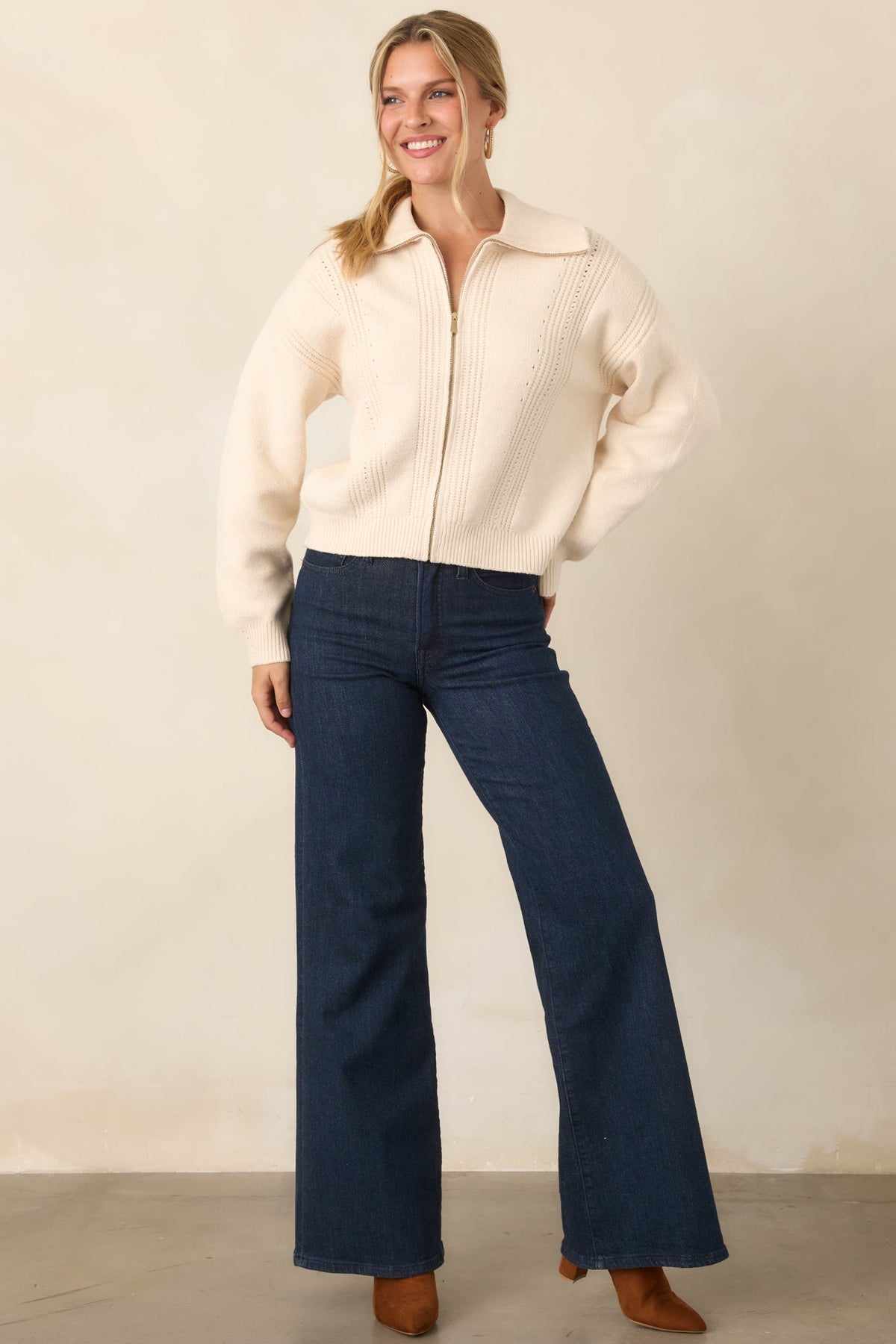 Z Supply Silverlake Ivory Zip-Up Cardigan