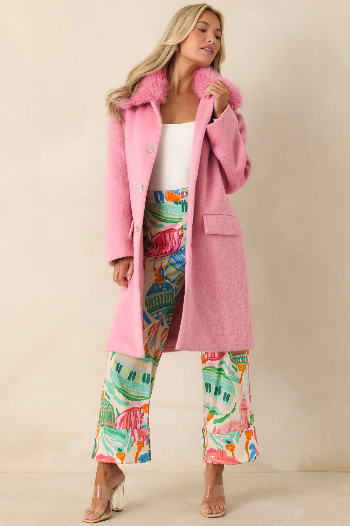 Prosperina Bernadette Cotton Candy Pink Wool Blend Coat