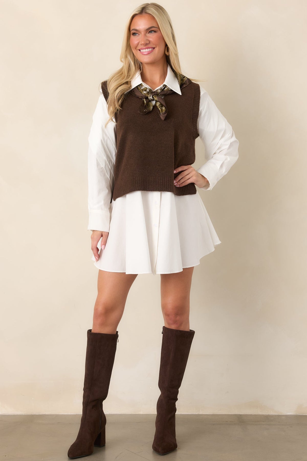 Z Supply Class Act Dark Chocolate Knit Sweater Vest