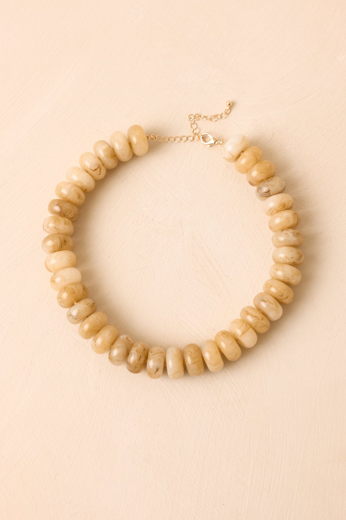Natural Wonder Beige Marbled Bead Statement Necklace