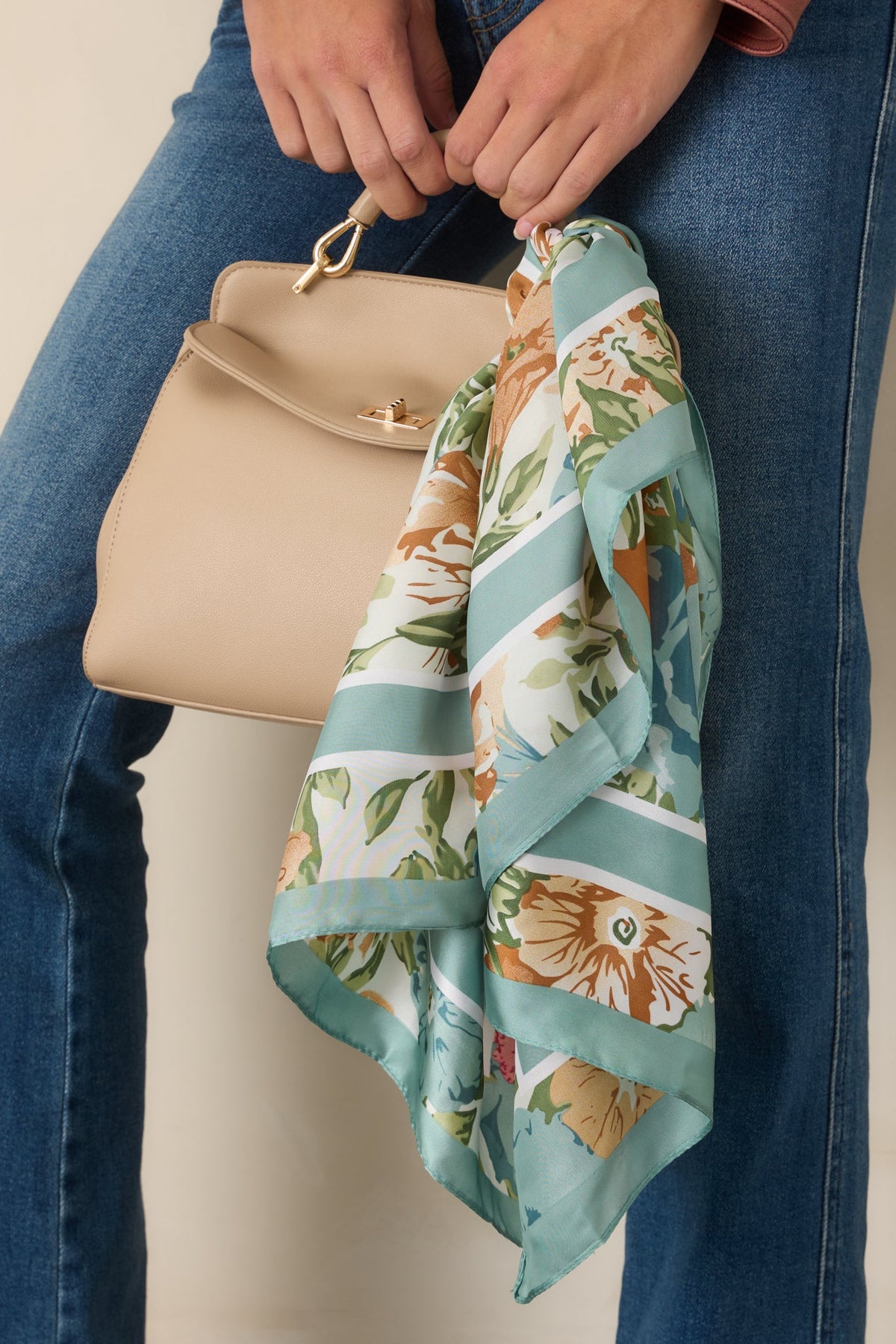 Flora in Focus Sage Blue Multi Floral Square Scarf