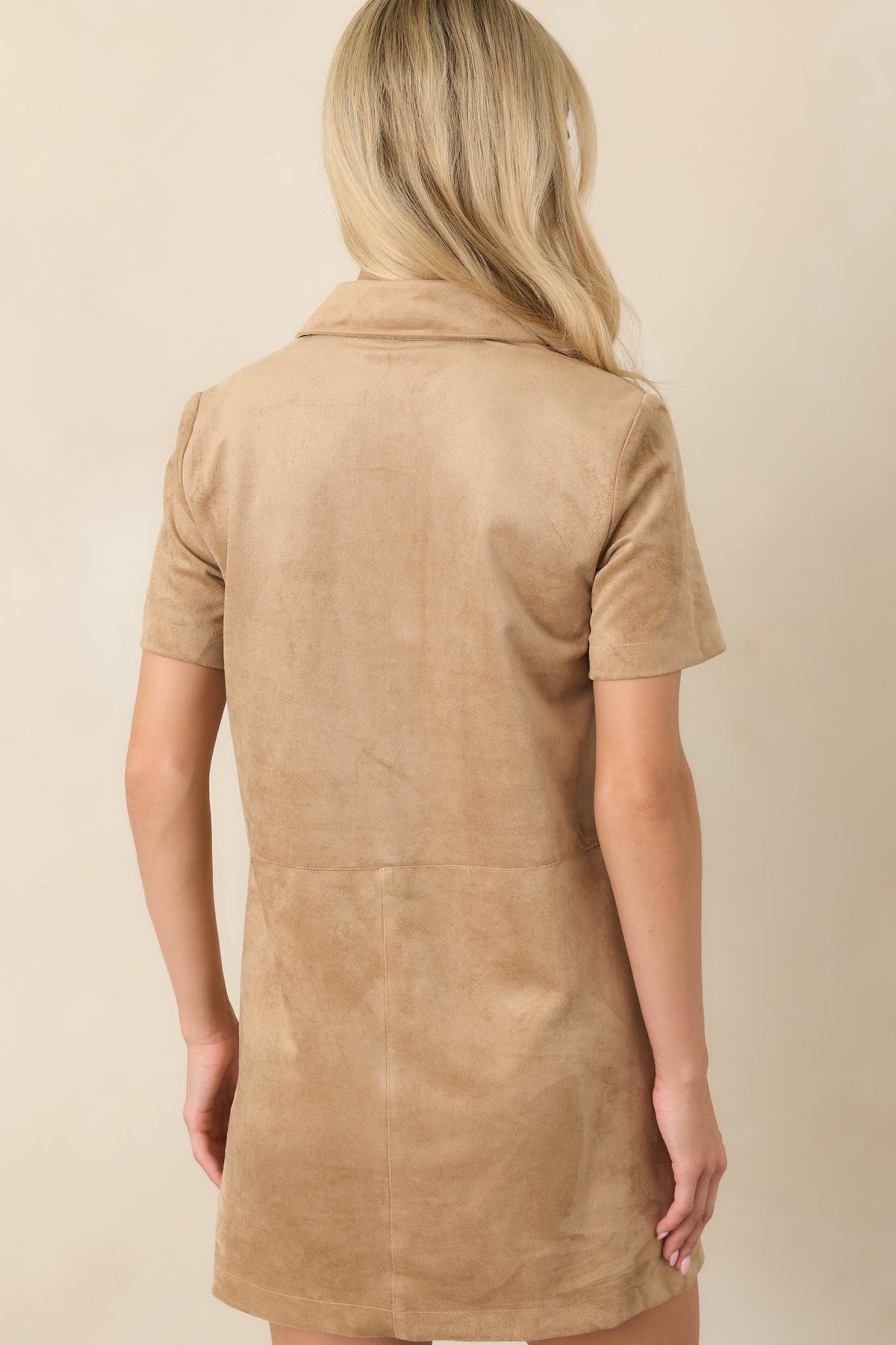 Z Supply Leone Light Sand Faux Suede Mini Dress