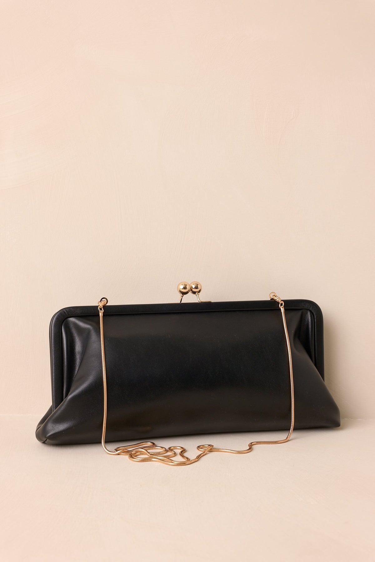 In Case You Missed It Black Faux Leather Clutch Handbag